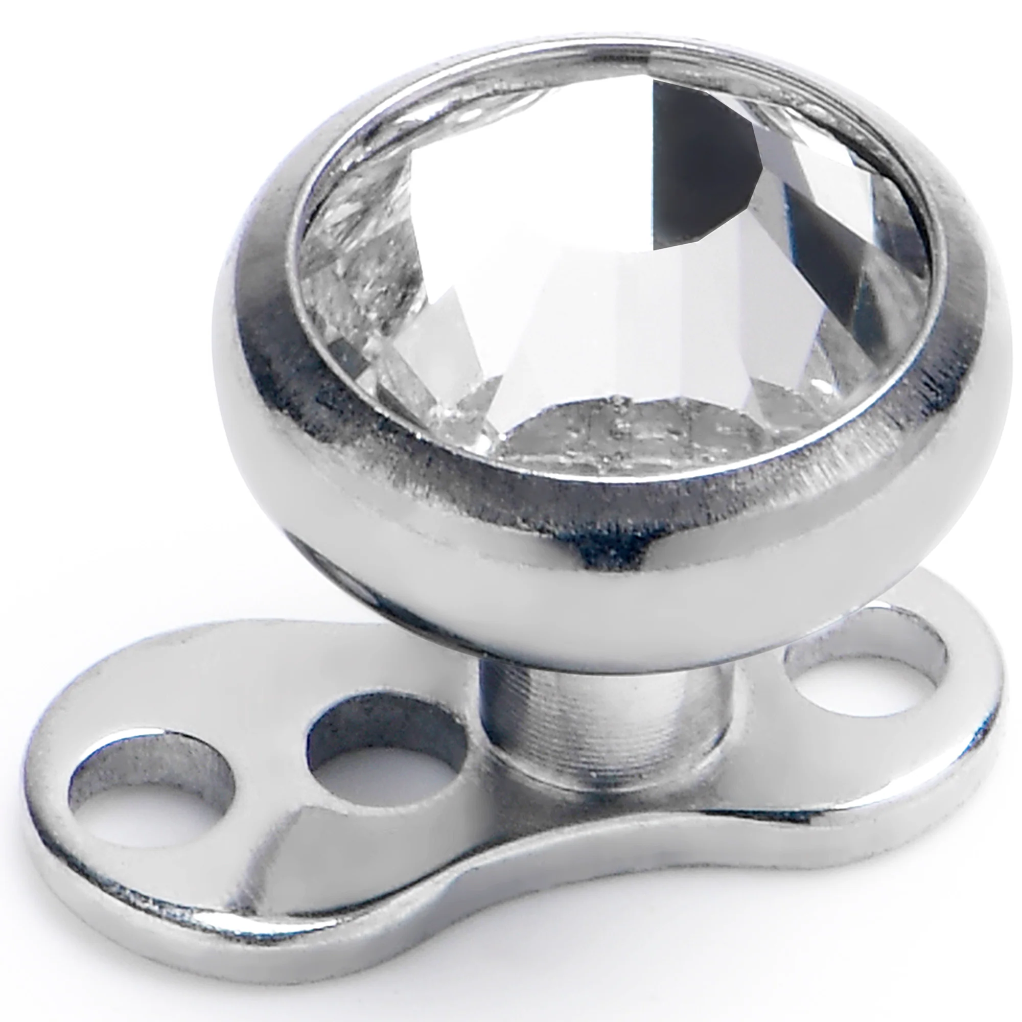 14G 5mm Gem Bezel Top 3 Hole Dermal Implant Grade Titanium Anchor Base