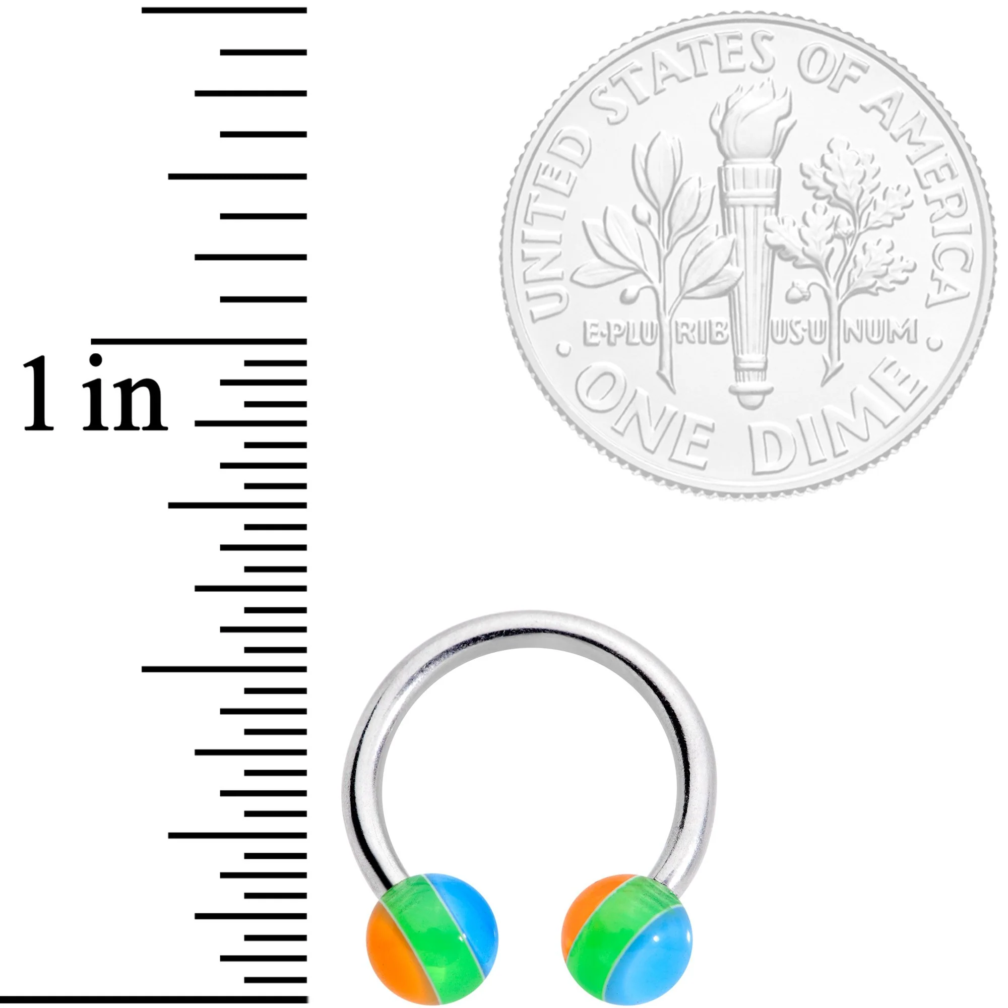 14G 7/16 Beach Ball Acrylic Ball Horseshoe Circular Barbell - Image 2
