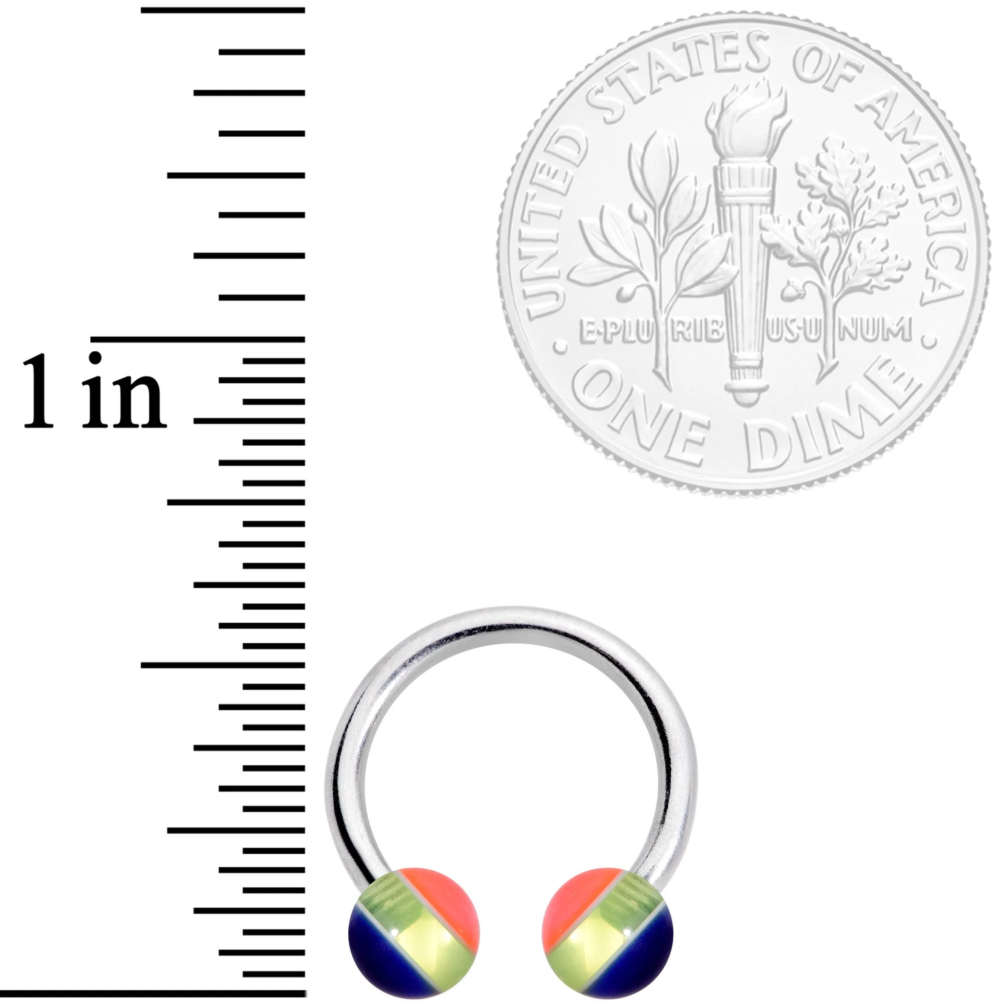 14G 7/16 Deco Stripe Acrylic Ball Horseshoe Circular Barbell - Image 2