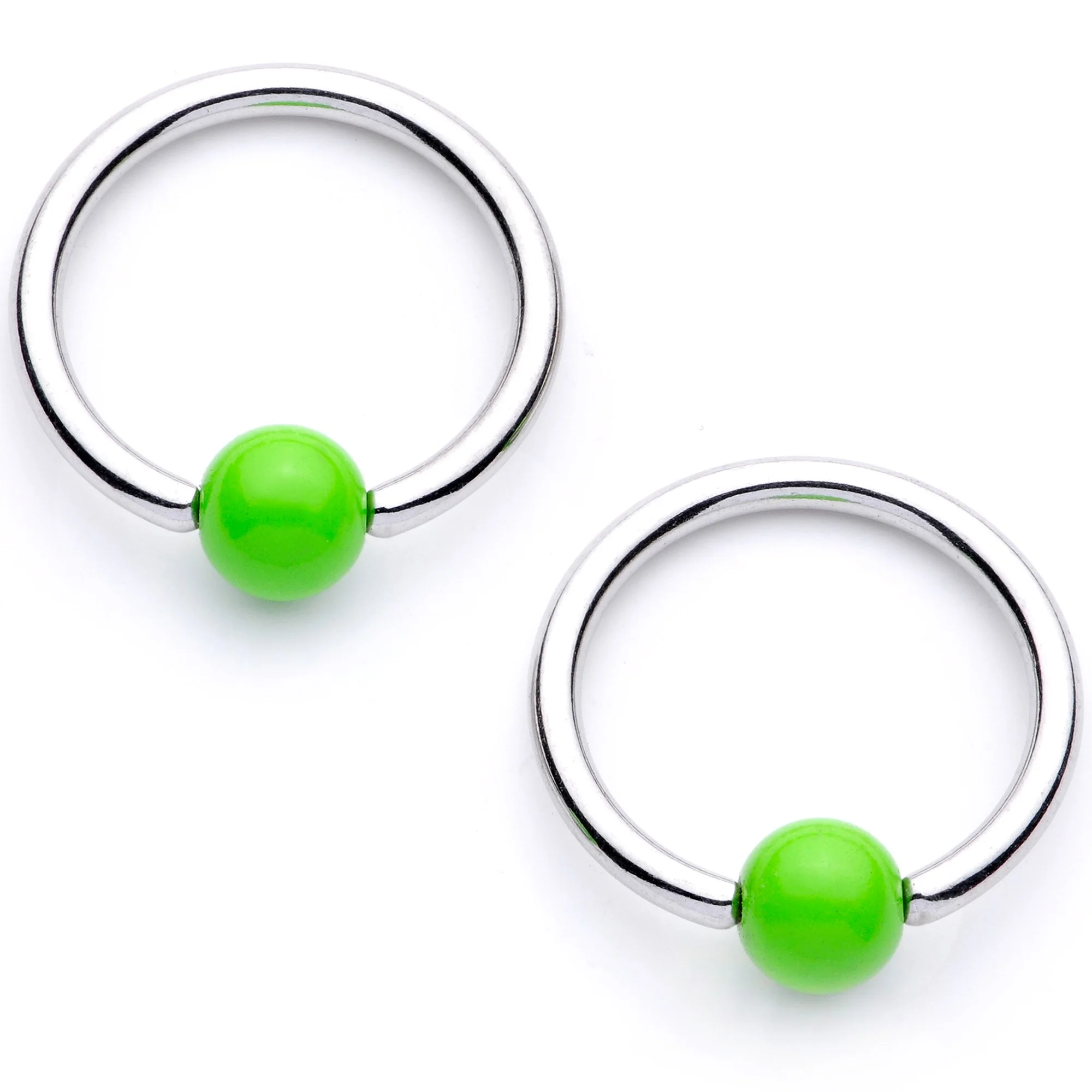 14G 9/16 1/2 Green Flower BCR Barbell Nipple Ring Set - Image 3
