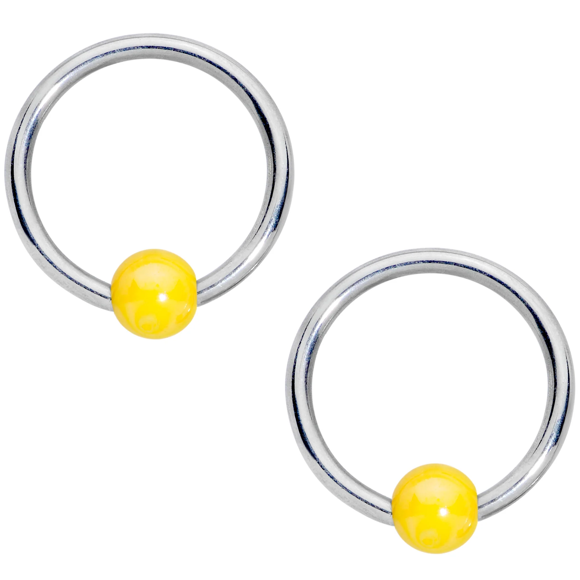 14G 9/16 1/2 Yellow Sunflower UV BCR Barbell Nipple Ring Set of 4 - Image 4