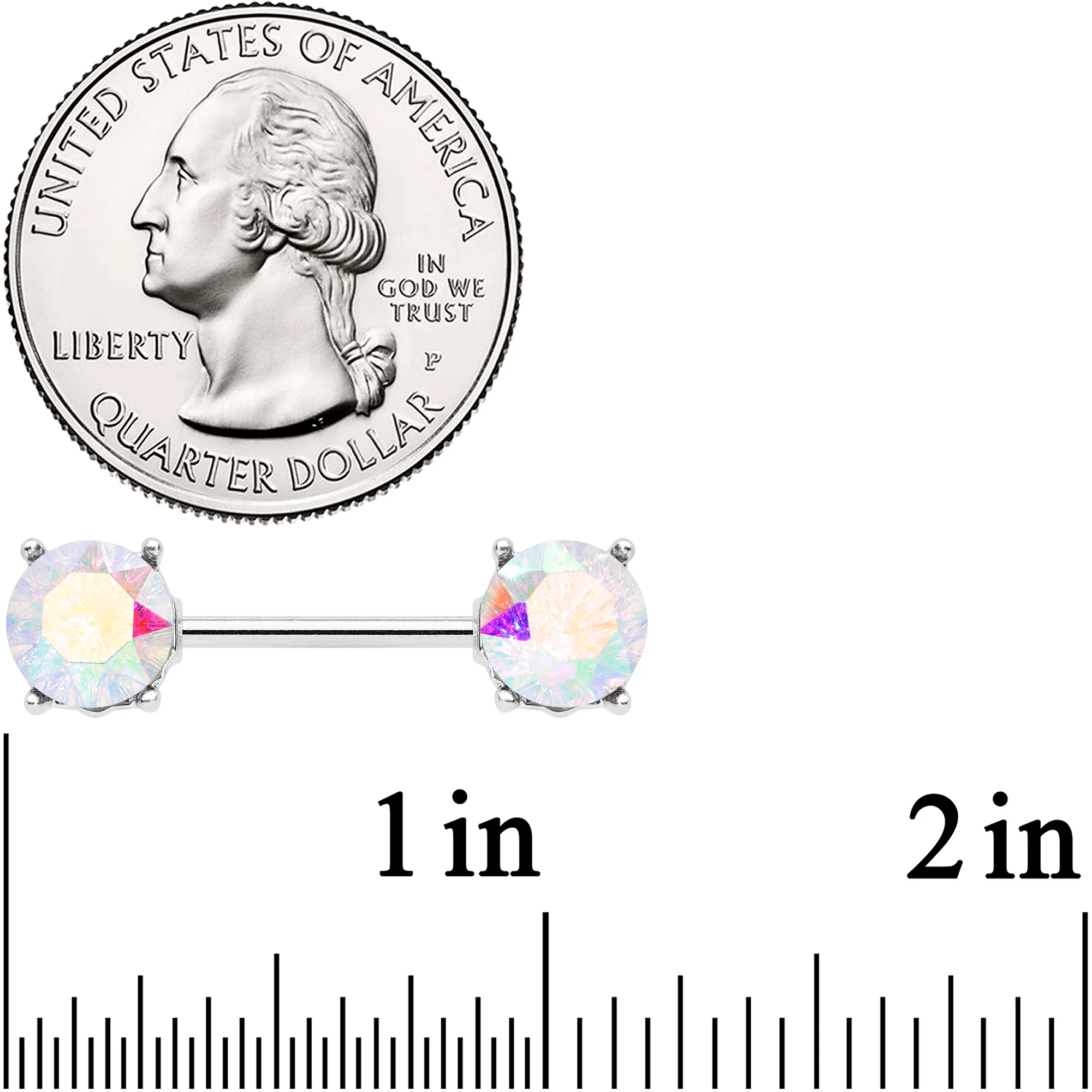 14G 9/16 Aurora Gem Simply Elegant Barbell Nipple Ring Set - Image 3