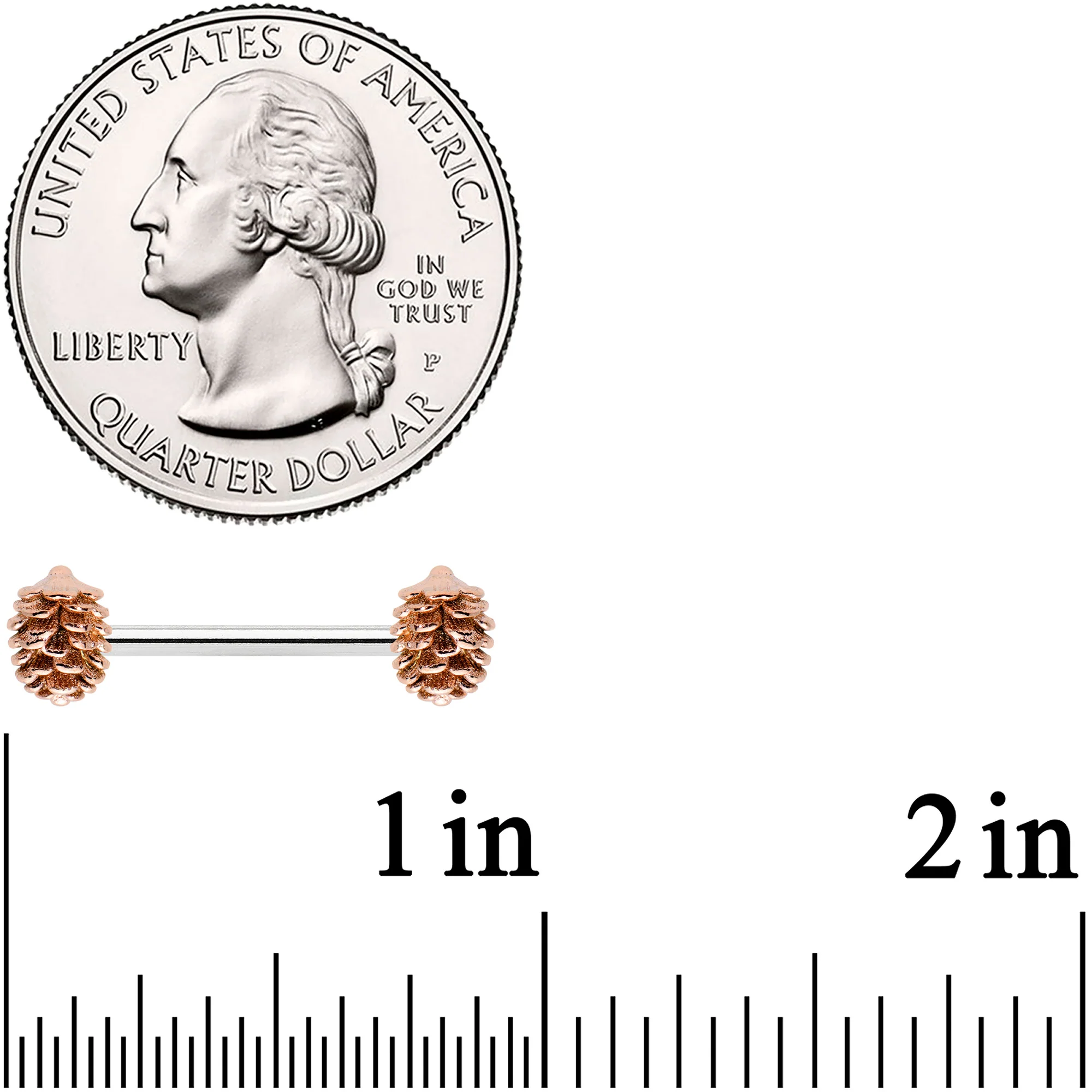 14G 9/16 Autumn Pine Cone Barbell Nipple Ring Set - Image 2