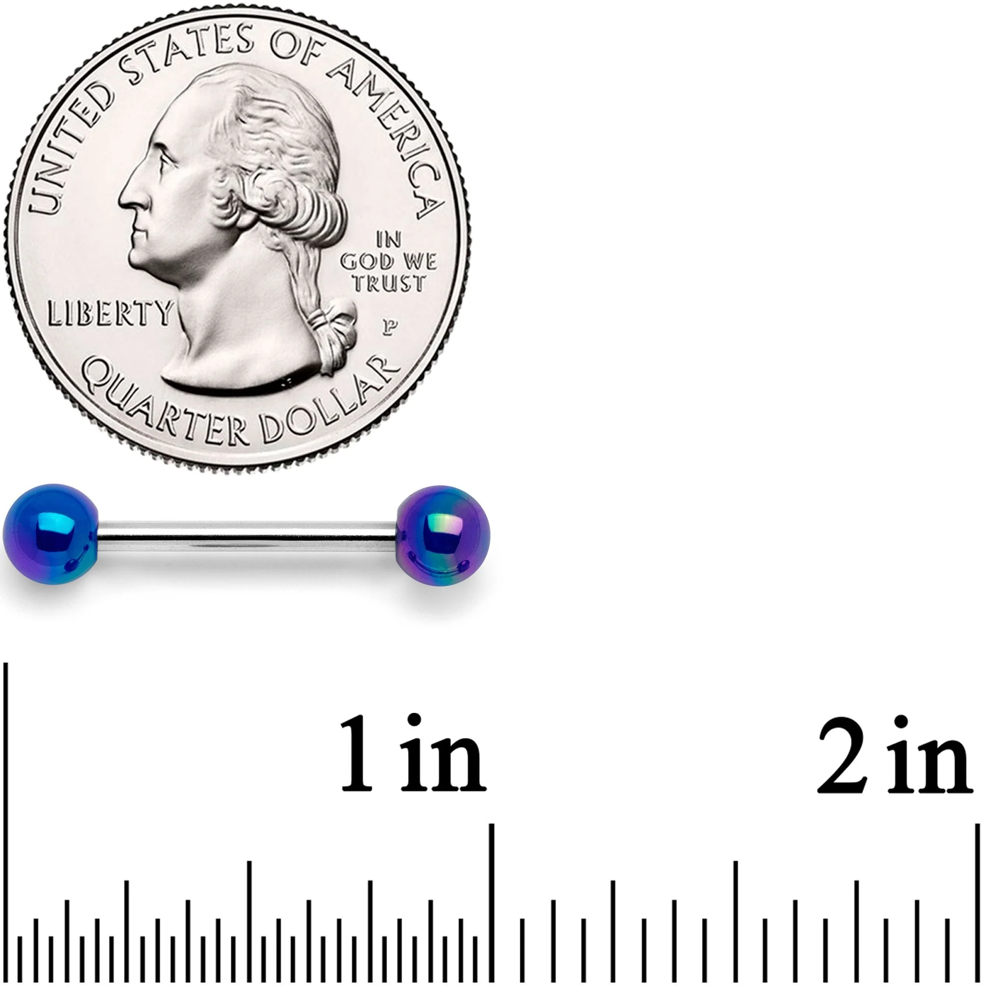 14G 9/16 Blue Pearlescent Acrylic Barbell Nipple Ring Set - Image 2