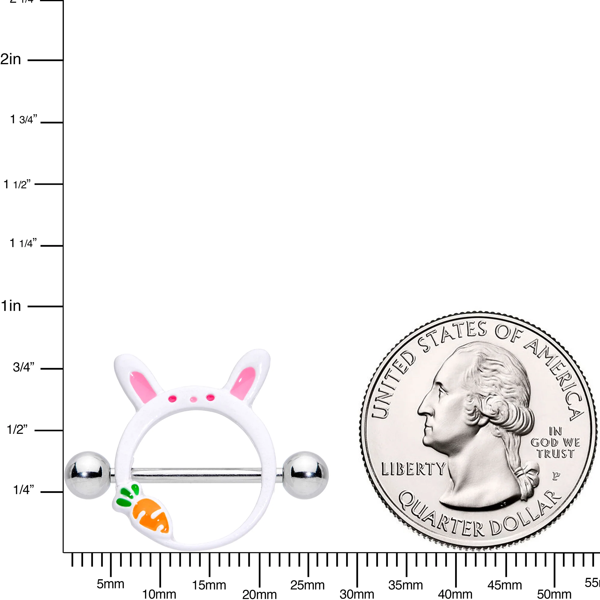 14G 9/16 Carrot White Easter Bunny Nipple Shield Set - Image 3