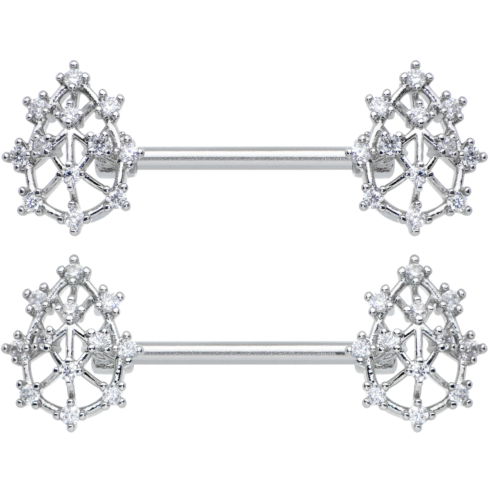 14G 9/16 Clear CZ Gem Constellation Barbell Nipple Ring Set - Image 2
