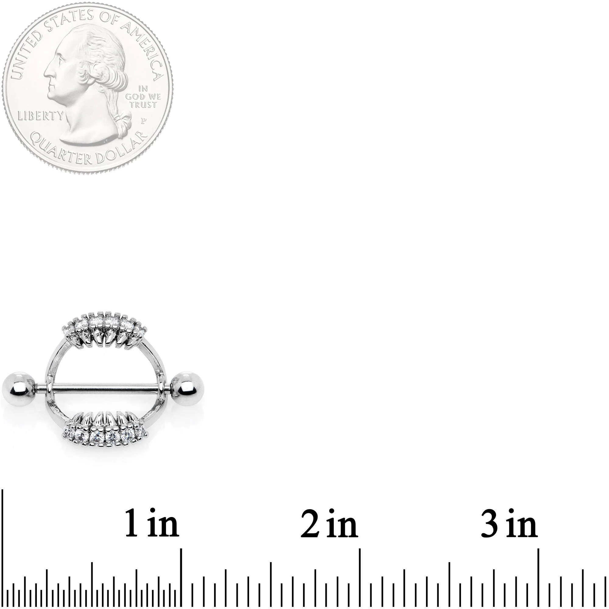 14G 9/16 Clear CZ Gem Scary Fang Halloween Nipple Shield Set - Image 2