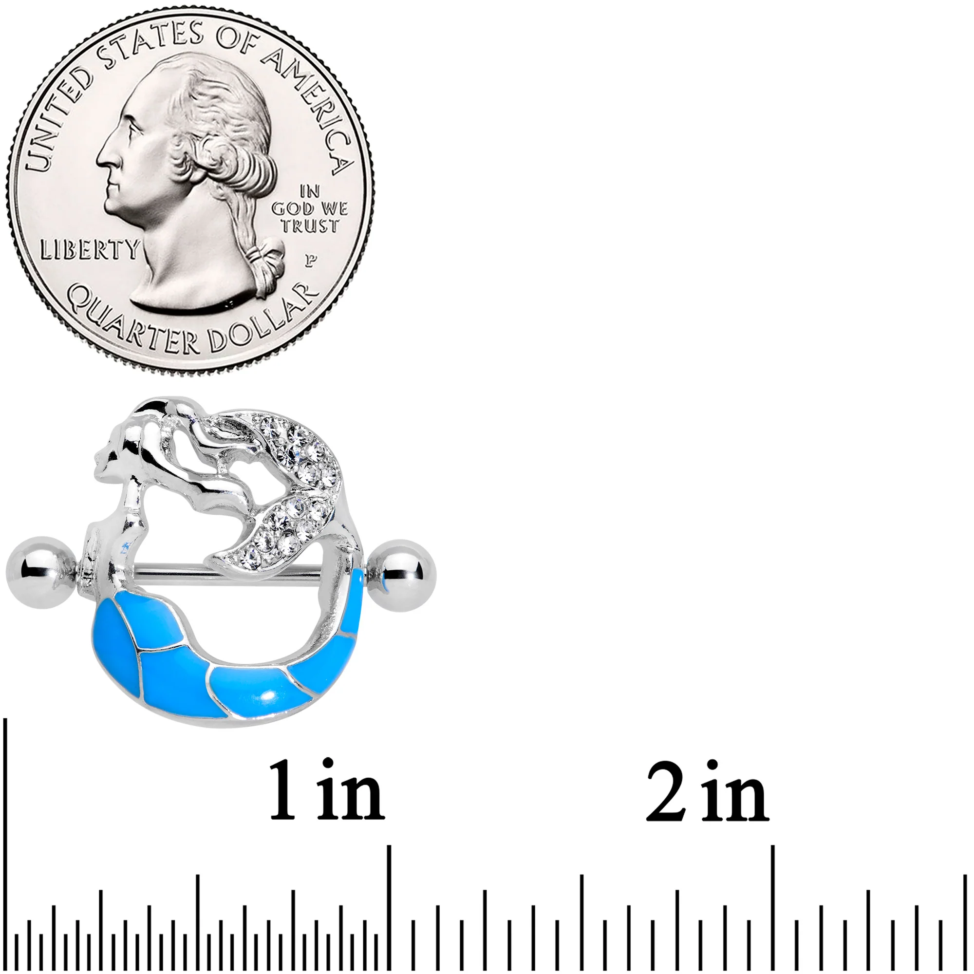 14G 9/16 Clear Gem Blue Mermaid Nipple Shield Set - Image 3