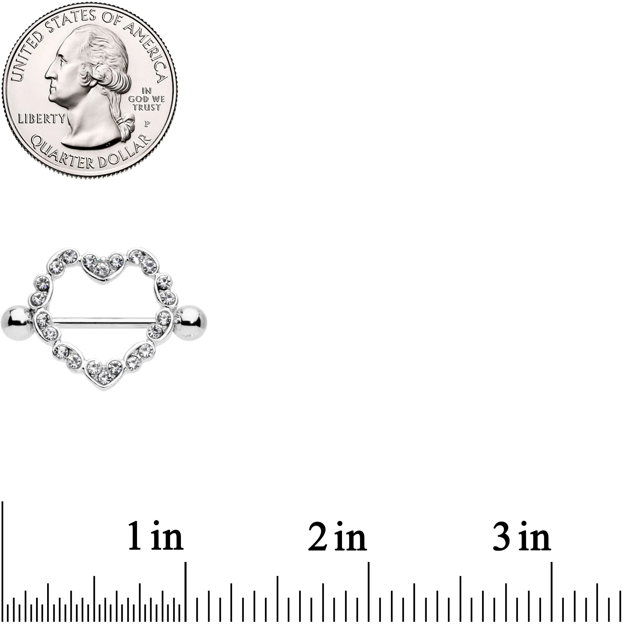 14G 9/16 Clear Gem Dear Heart Nipple Shield Set - Image 2