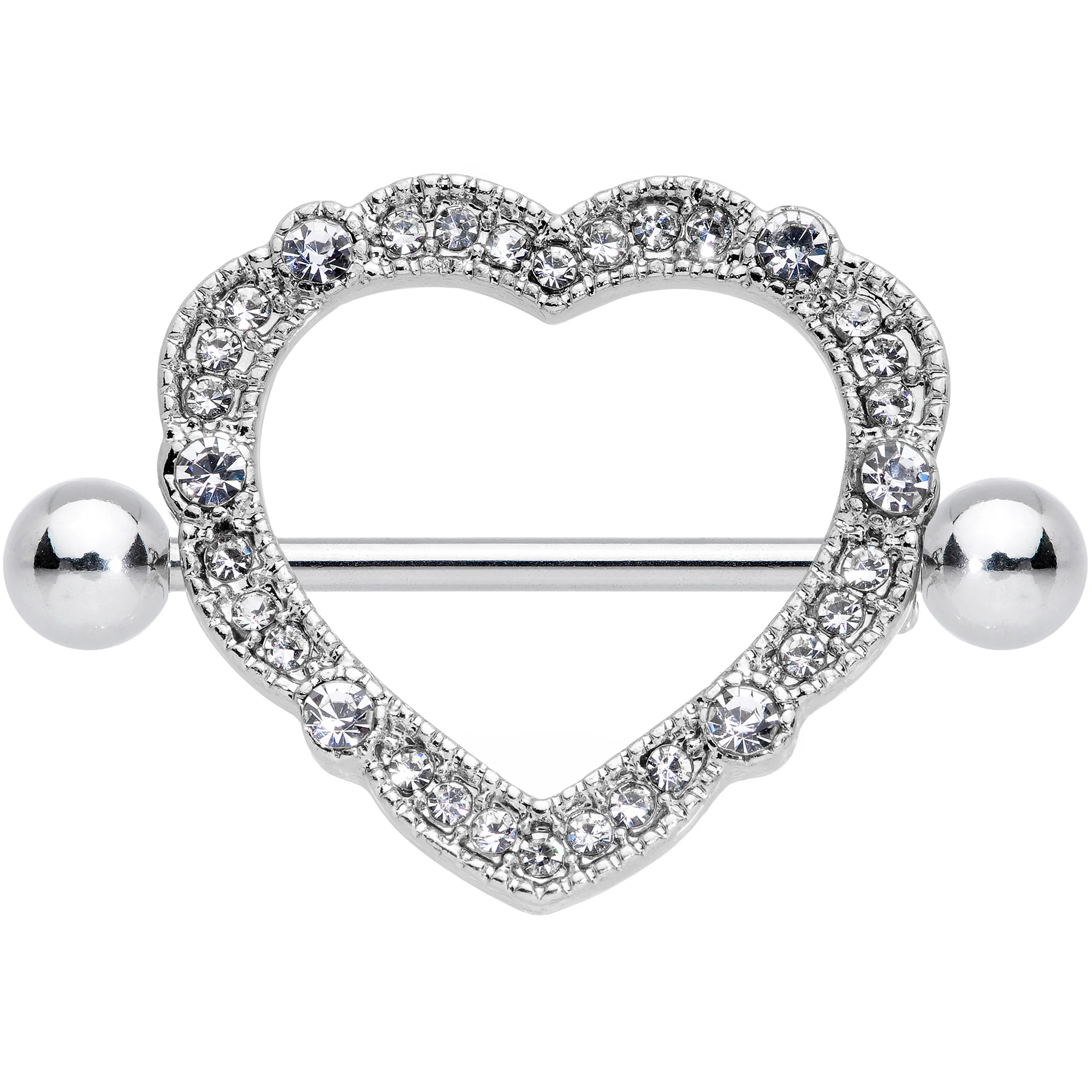 14G 9/16 Clear Gem Love Hearts Nipple Shield Set - Image 2