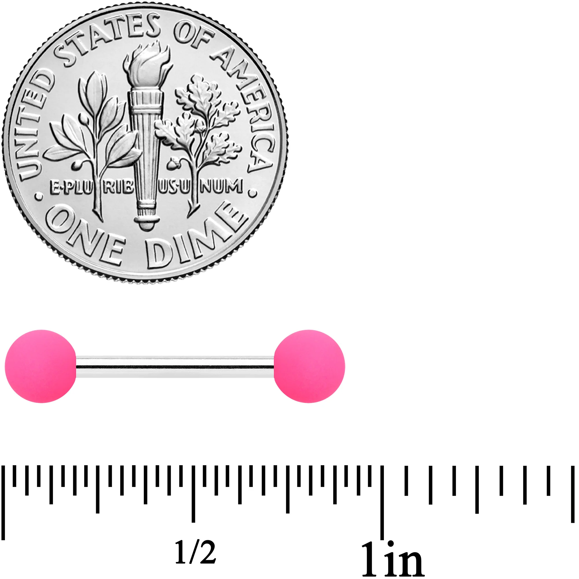 14G 9/16 Hot Pink Grey Matte Barbell Nipple Ring Set of 4 - Image 5