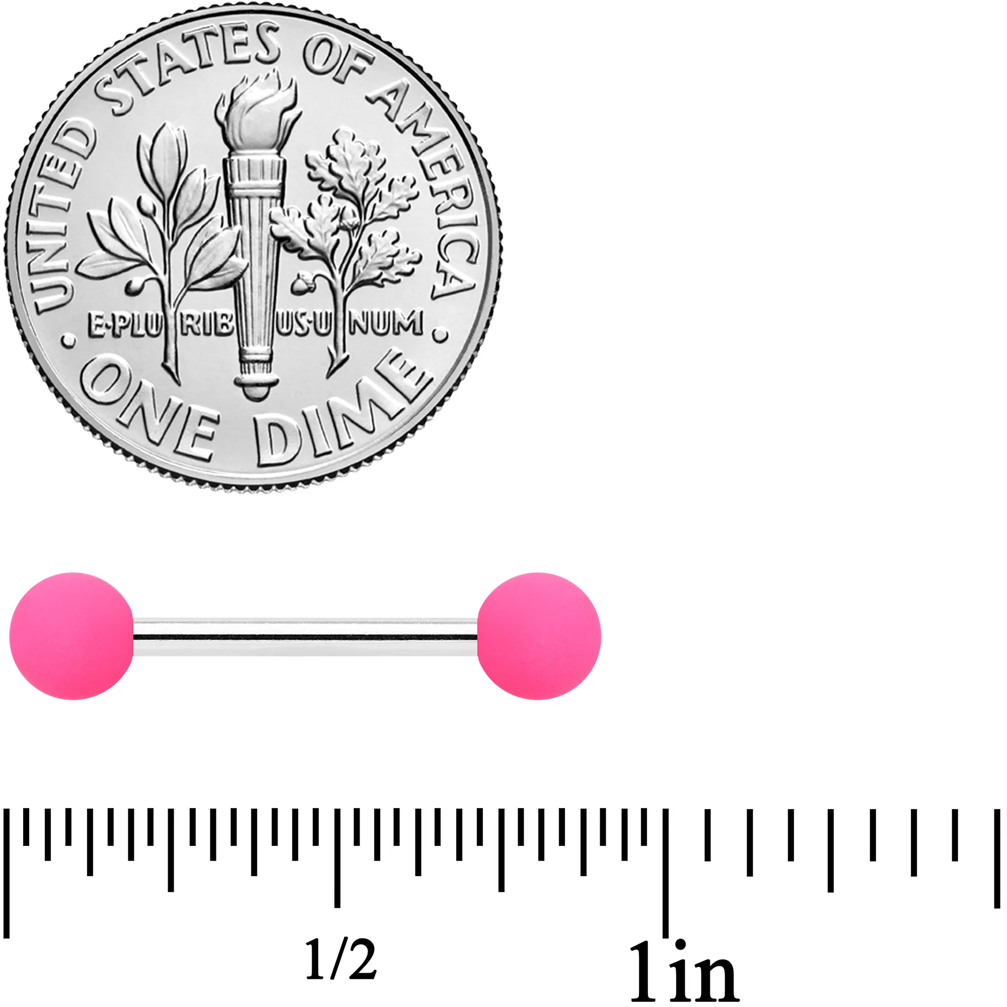 14G 9/16 Hot Pink Matte Barbell Nipple Ring Set - Image 3