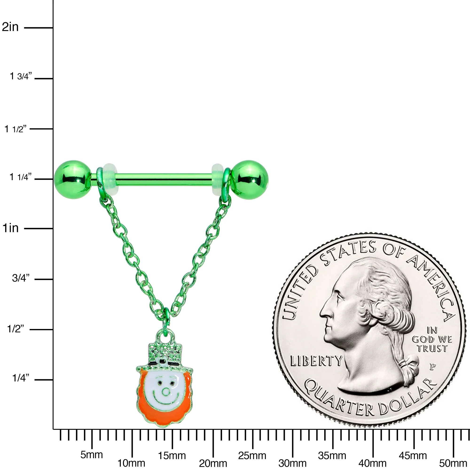 14G 9/16 Leprechaun St Patricks Day Dangle Nipple Ring Set - Image 3