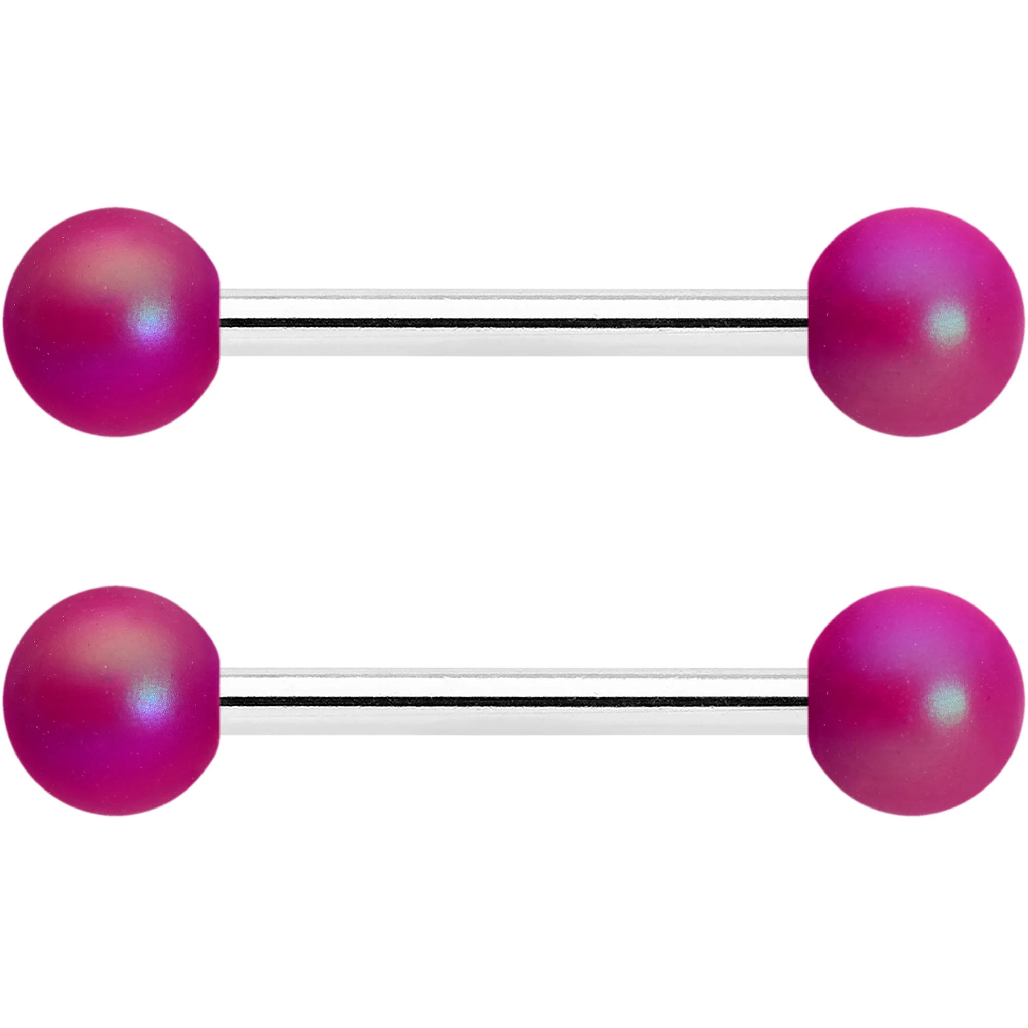 14G 9/16 Matte Purple Aurora Barbell Nipple Ring Set - Image 3