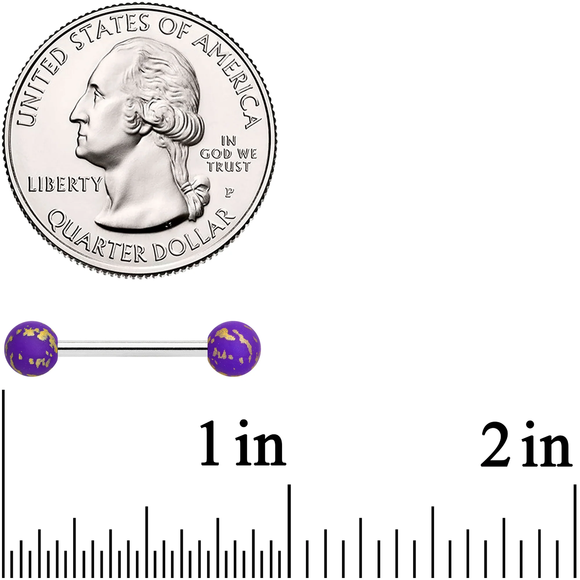 14G 9/16 Matte Purple Splatter Barbell Nipple Ring Set - Image 2