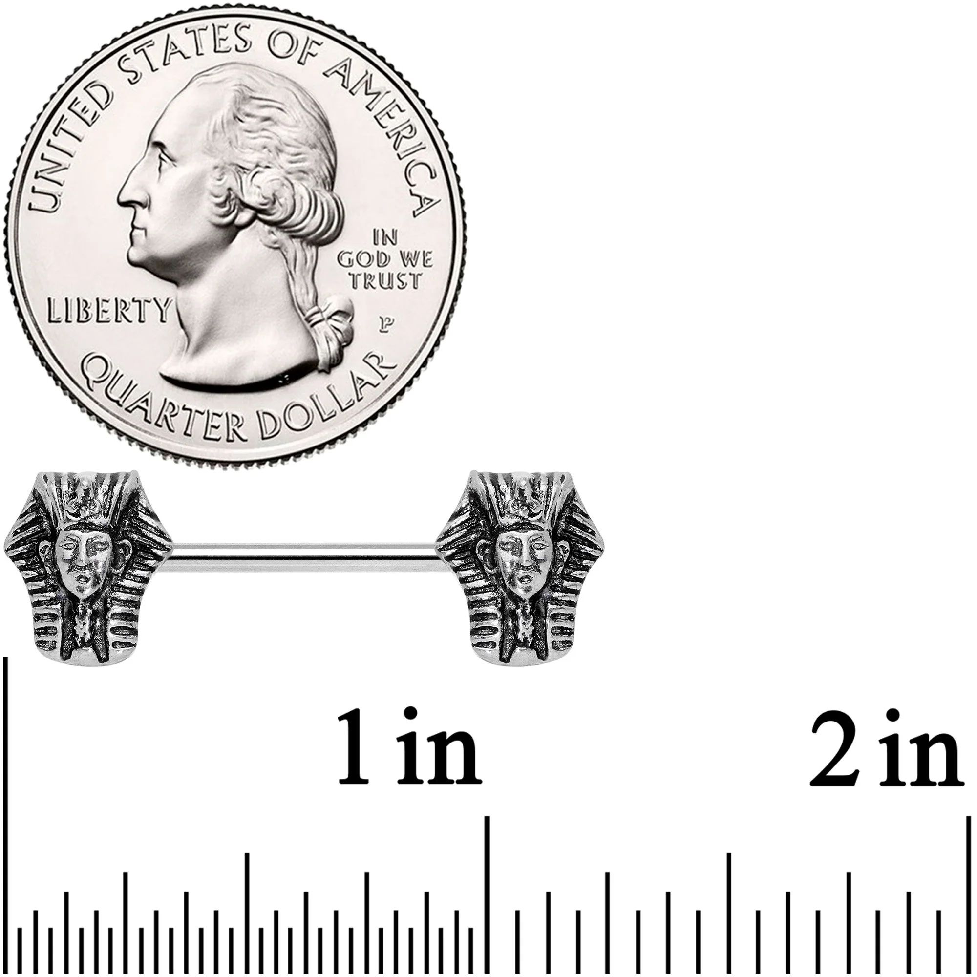 14G 9/16 Mighty Pharaoh Barbell Nipple Ring Set - Image 2