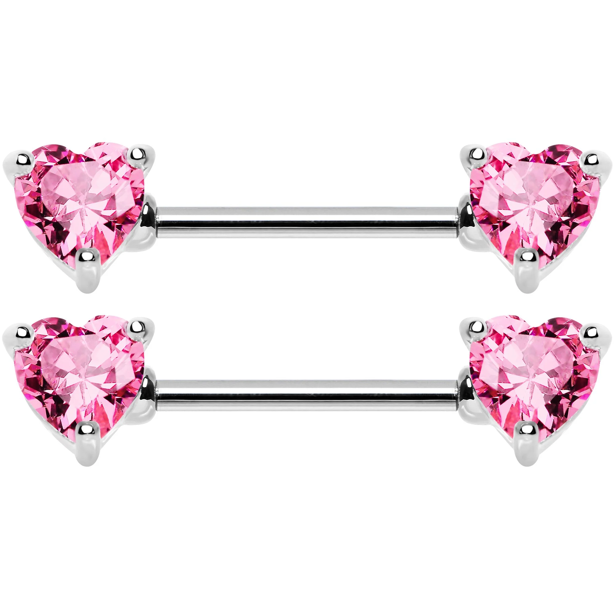 14G 9/16 Multi Color Heart Gem Barbell Nipple Ring Pack Set of 6 - Image 3