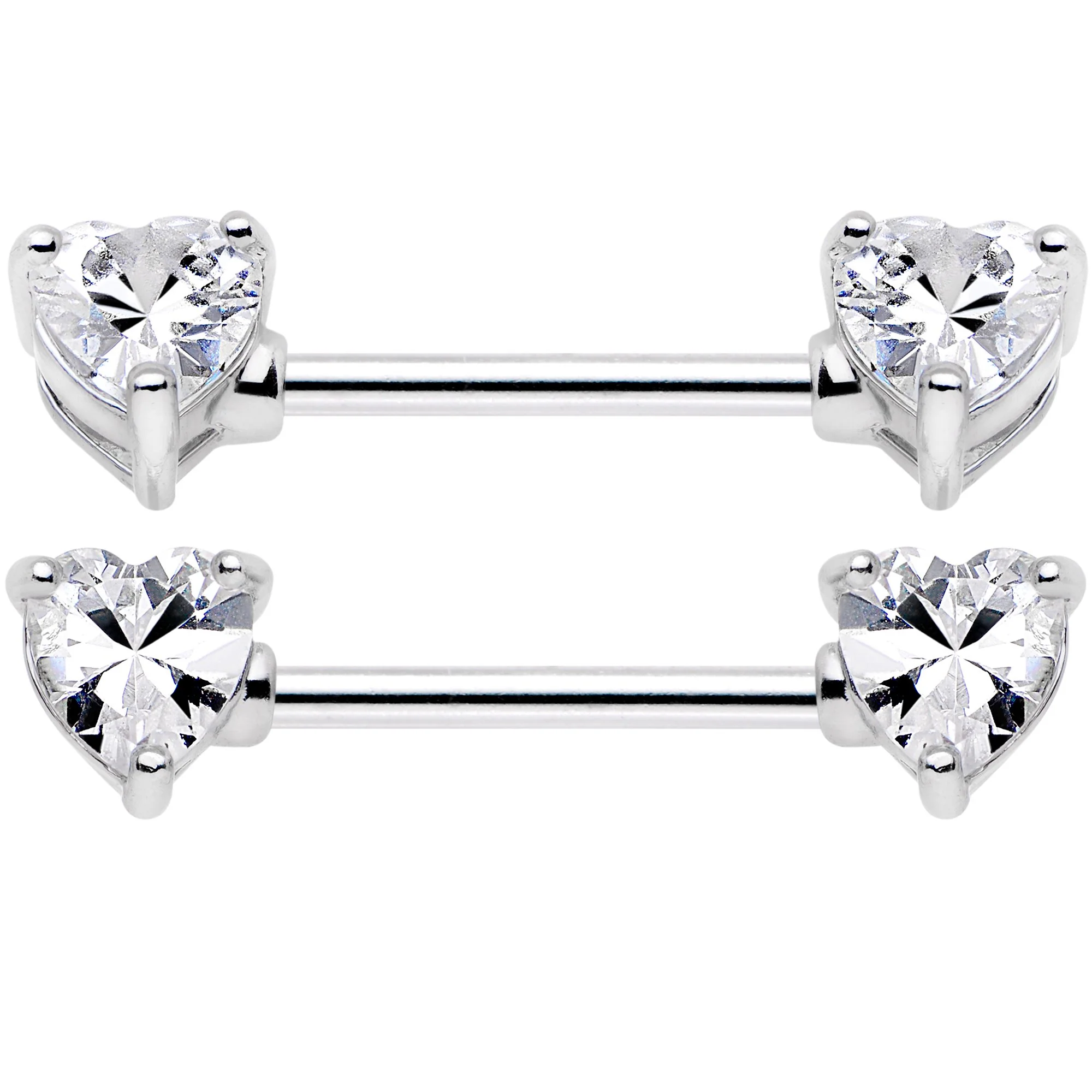 14G 9/16 Multi Color Heart Gem Barbell Nipple Ring Pack Set of 6 - Image 4