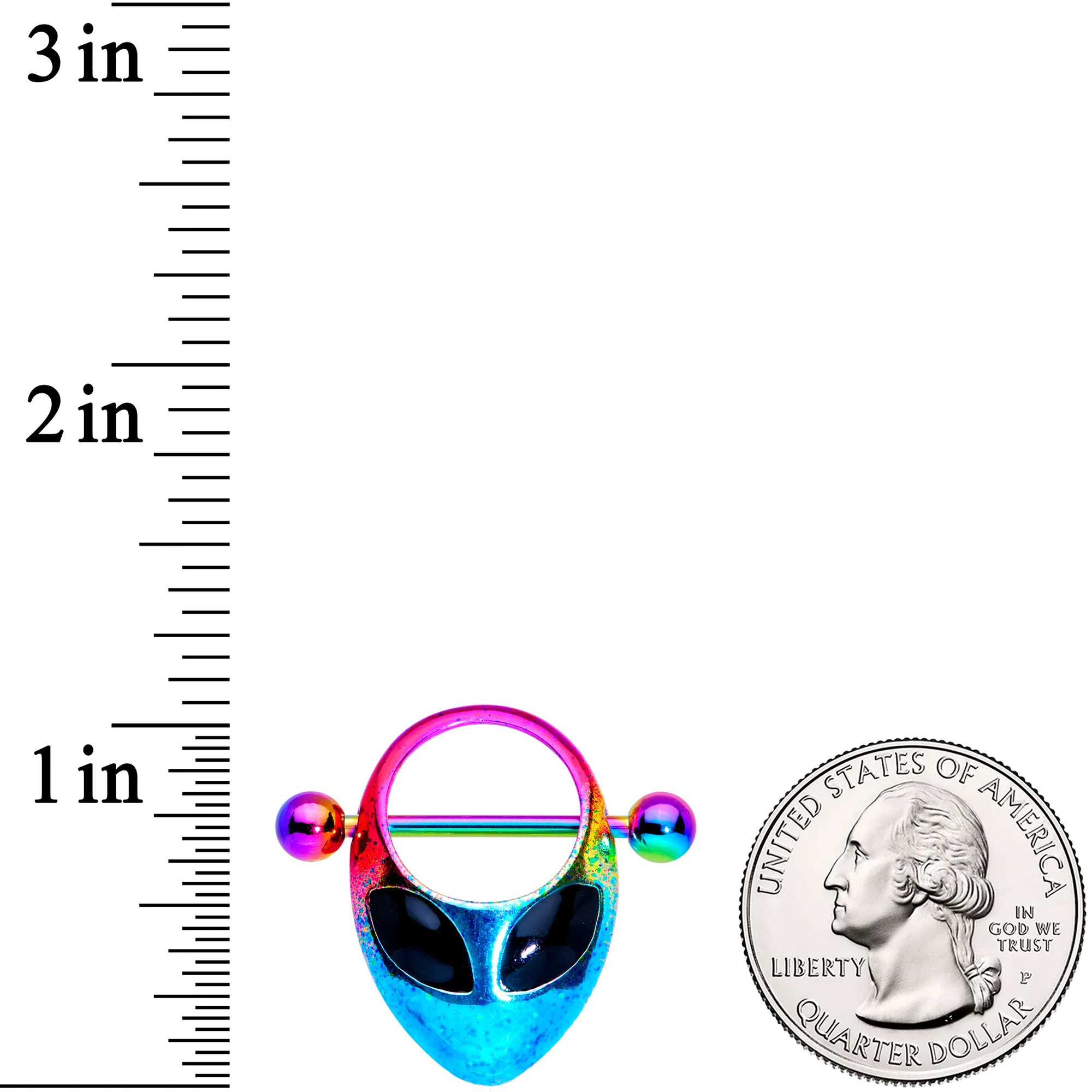 14G 9/16 Rainbow Space Alien Nipple Shield Set - Image 2