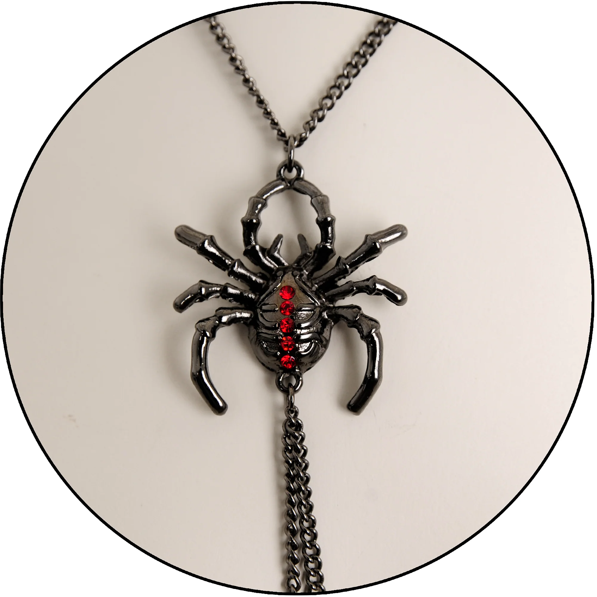 14G 9/16 Red Gem Black Spider Web Halloween Nipple Chain Necklace - Image 4
