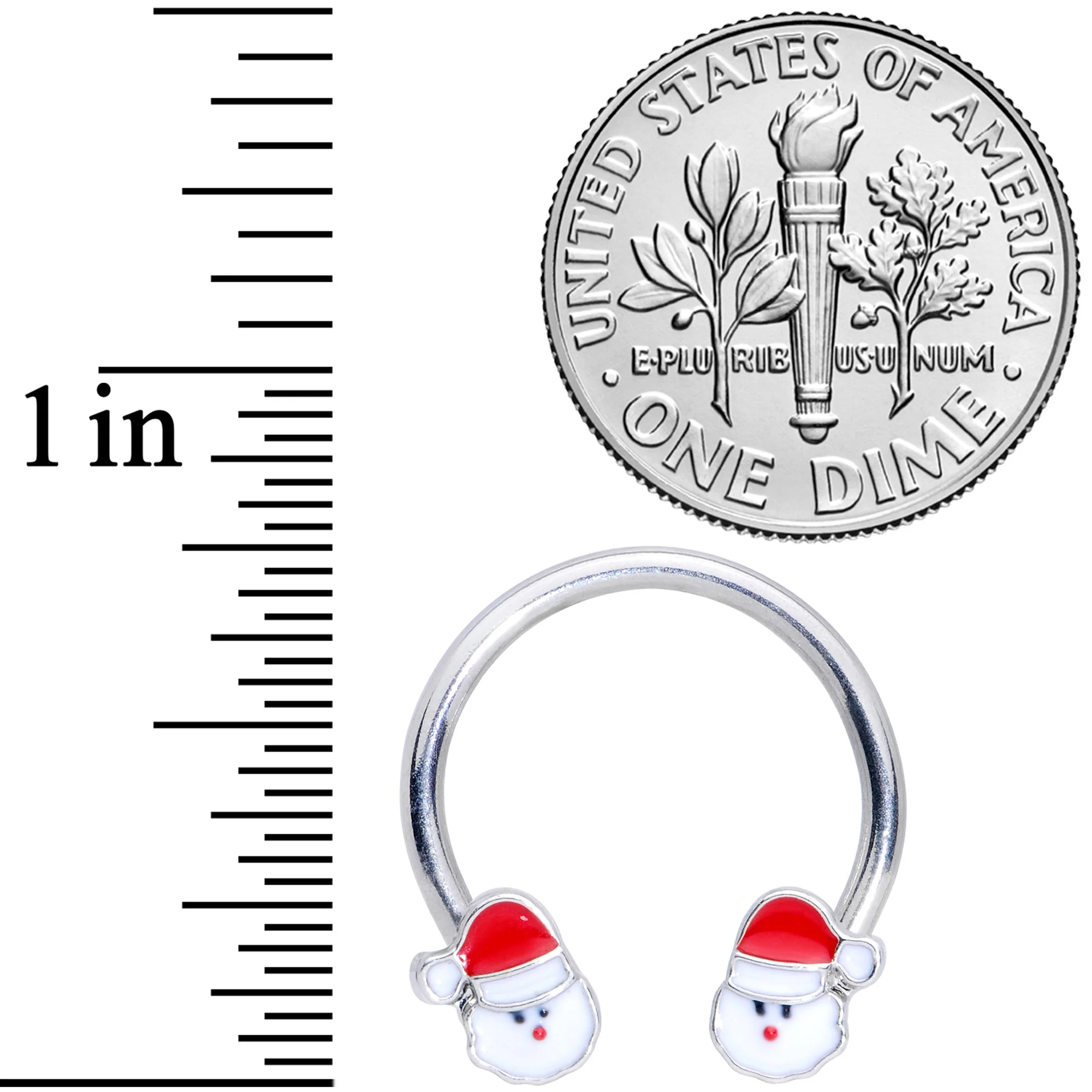 14G 9/16 Santa Christmas Horseshoe Nipple Ring Set - Image 2
