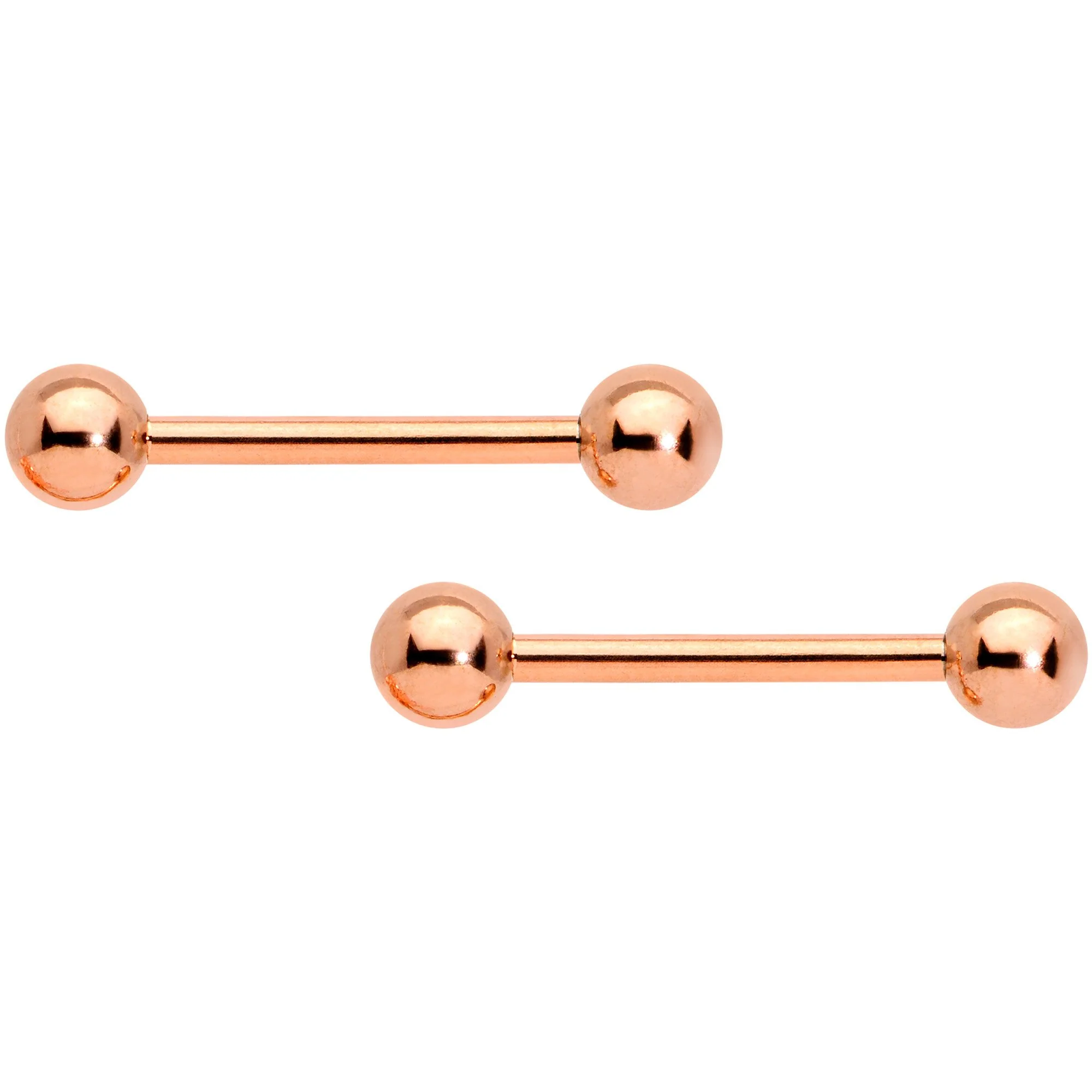 14G 9/16 Rose Gold Tone Flowers Barbell Nipple Ring Set of 4 - Image 2