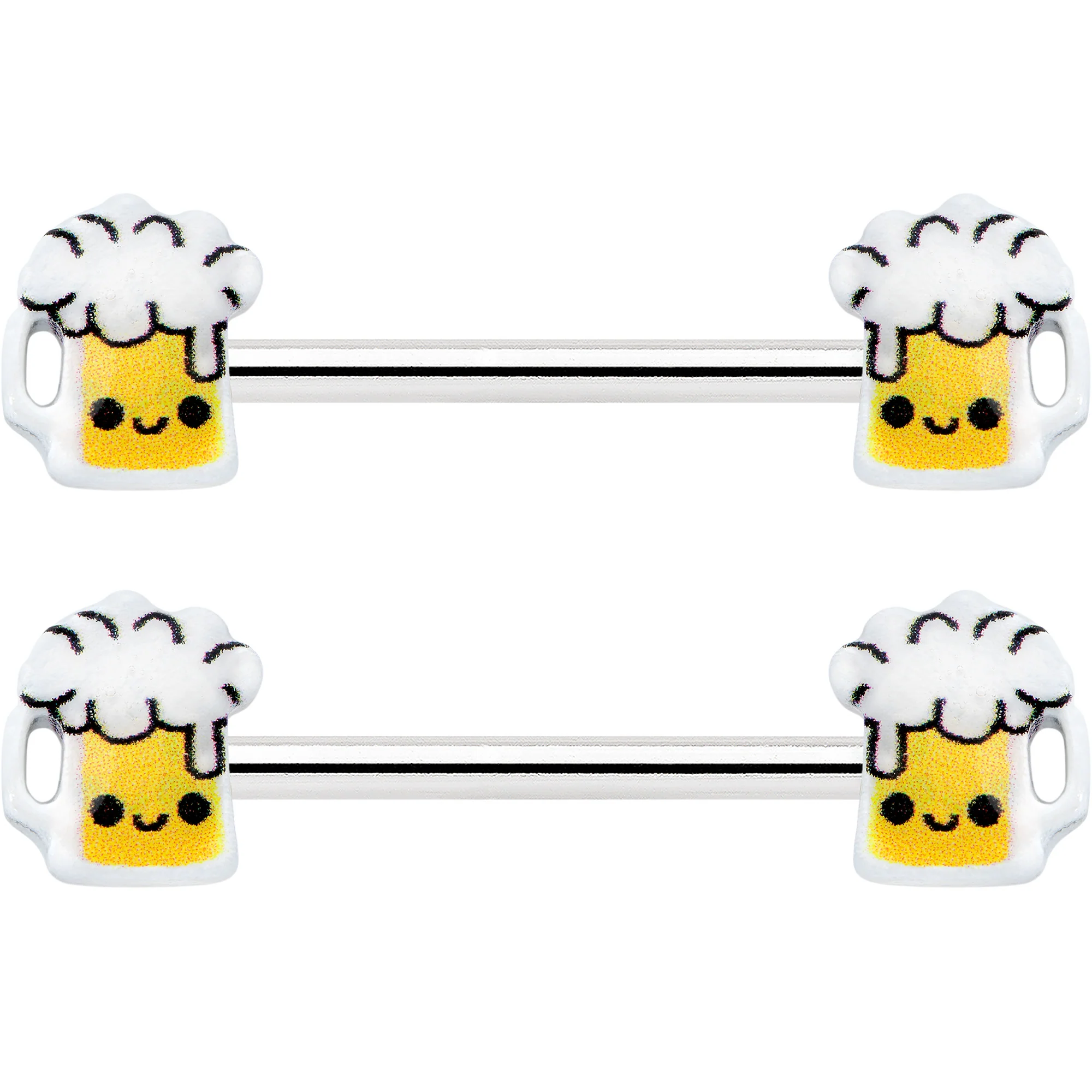 14G 9/16 Sweet Happy Beer St Patricks Barbell Nipple Ring Set - Image 2