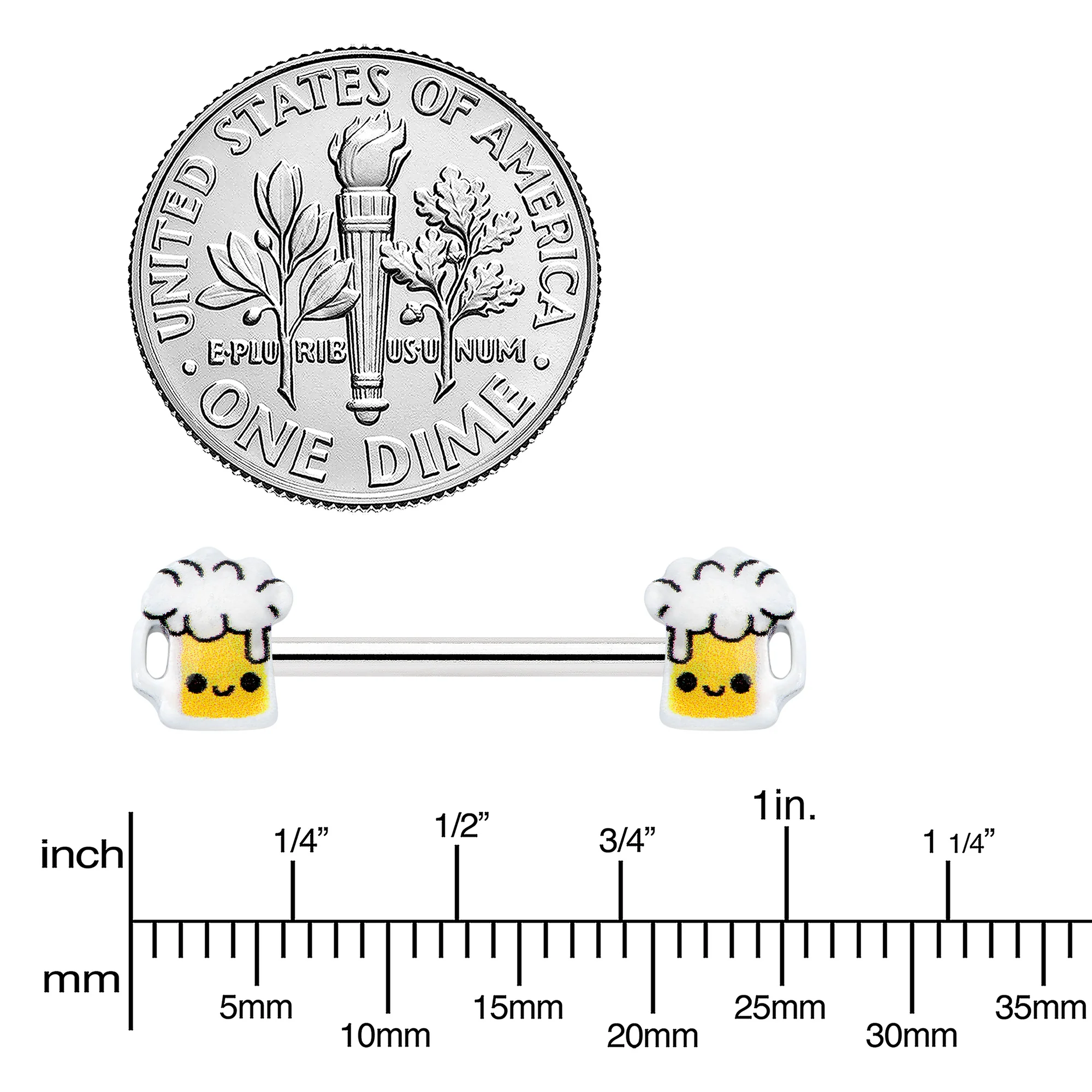 14G 9/16 Sweet Happy Beer St Patricks Barbell Nipple Ring Set - Image 3