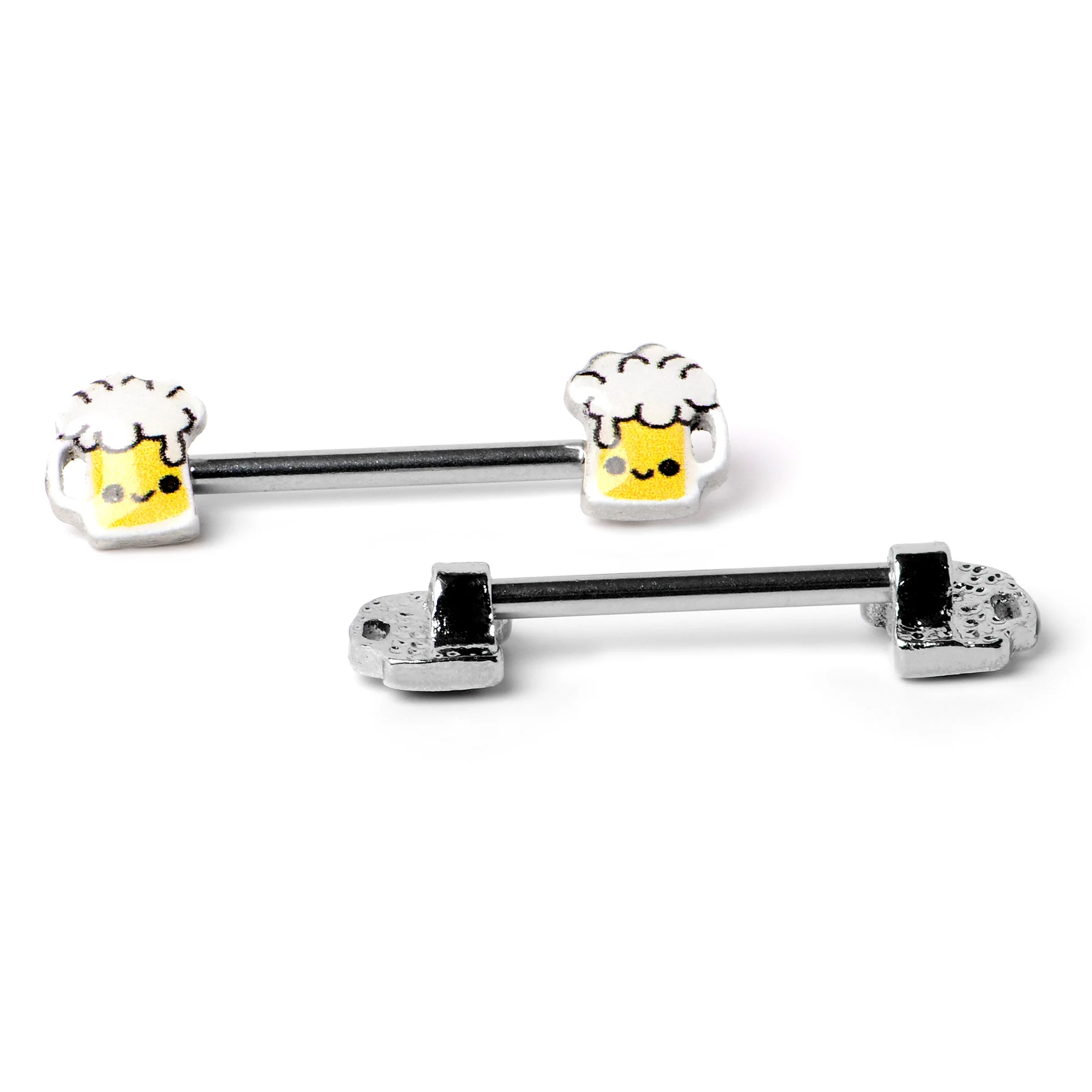 14G 9/16 Sweet Happy Beer St Patricks Barbell Nipple Ring Set - Image 5