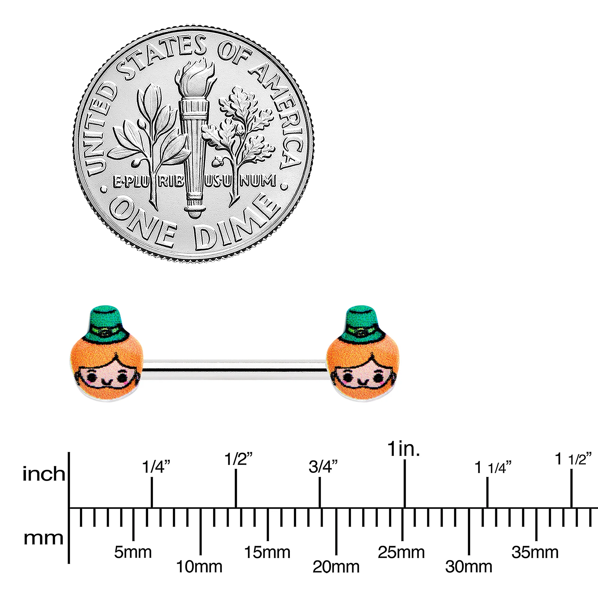 14G 9/16 Sweet Happy Leprechaun St Patricks Day Nipple Ring Set - Image 3