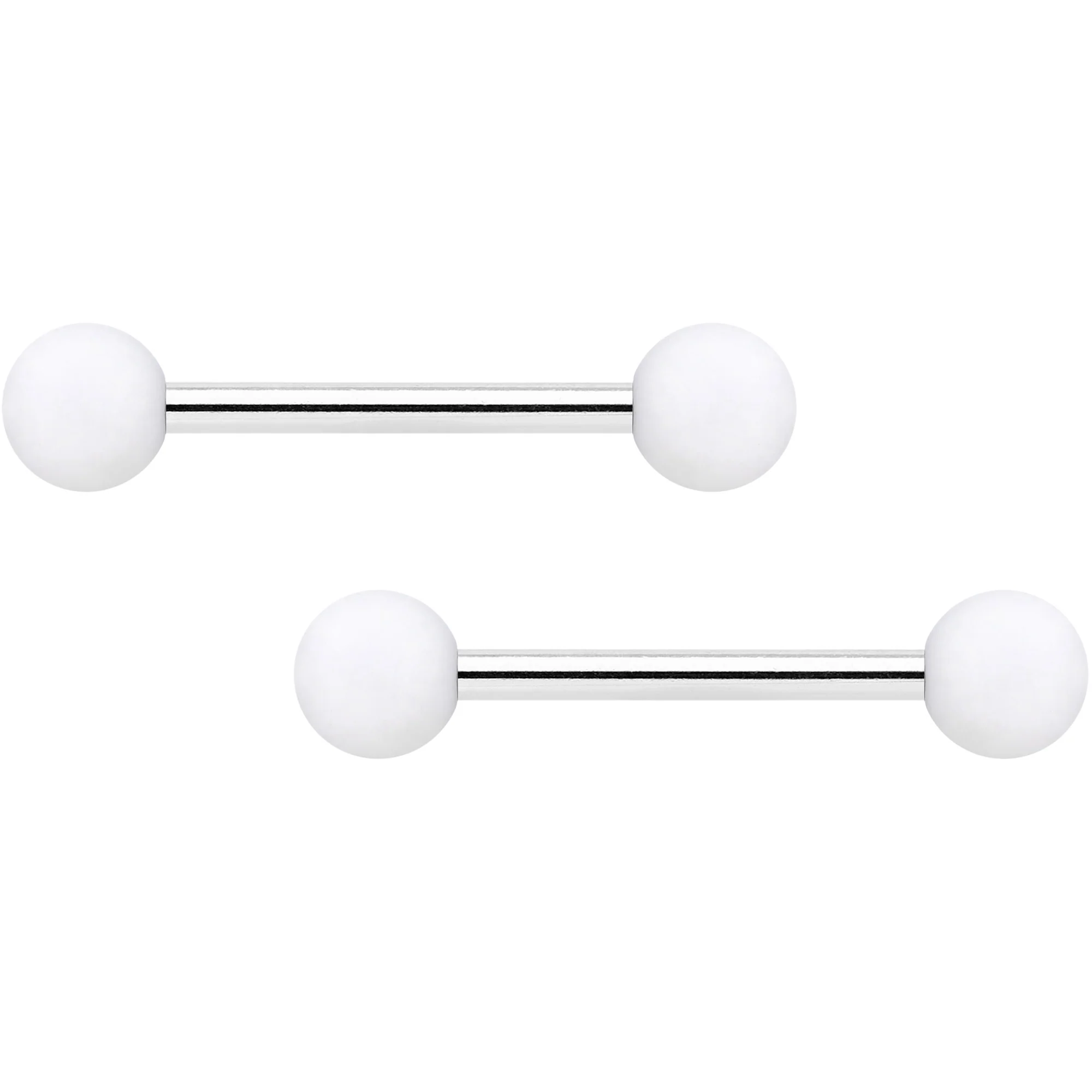 14G 9/16 Tan White Matte Barbell Nipple Ring Set of 4 - Image 3