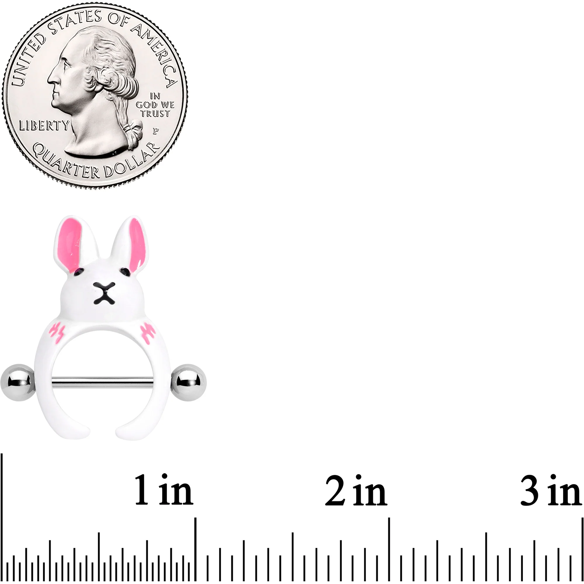 14G 9/16 White Rabbit Easter Nipple Shield Set - Image 3