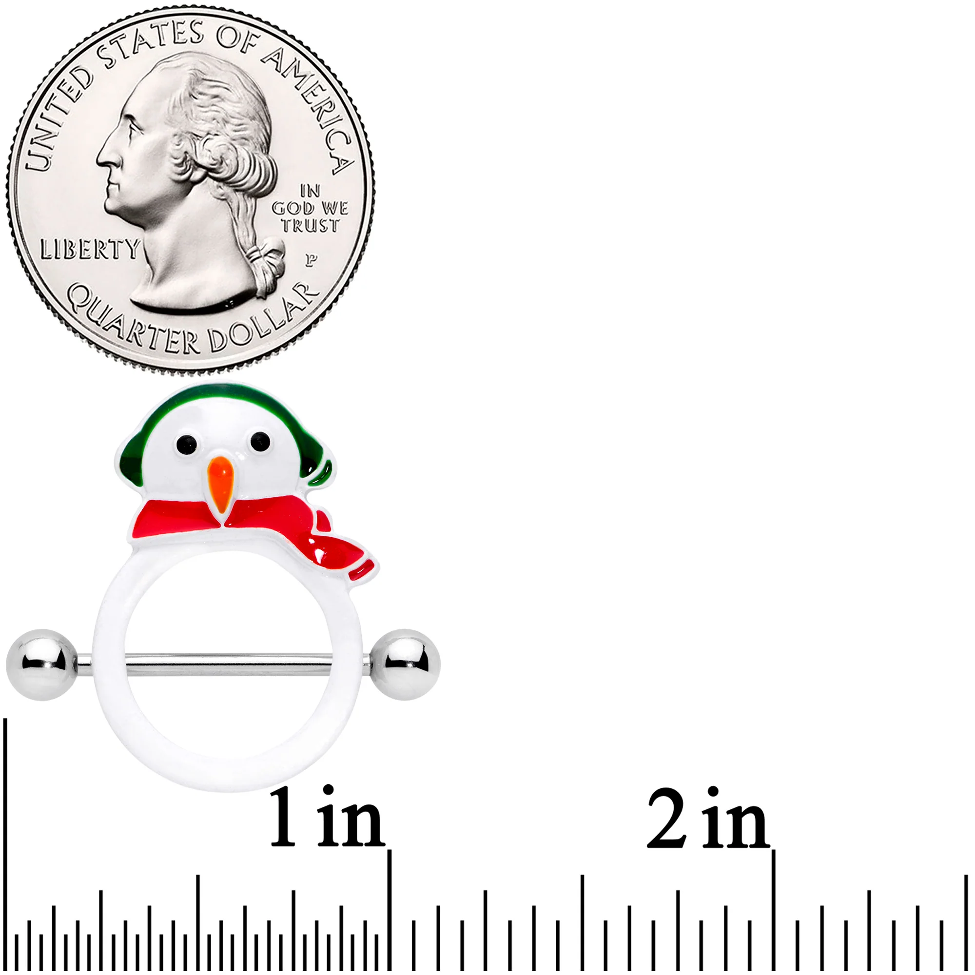 14G 9/16 Winter Snowman Christmas Nipple Shield Set - Image 2
