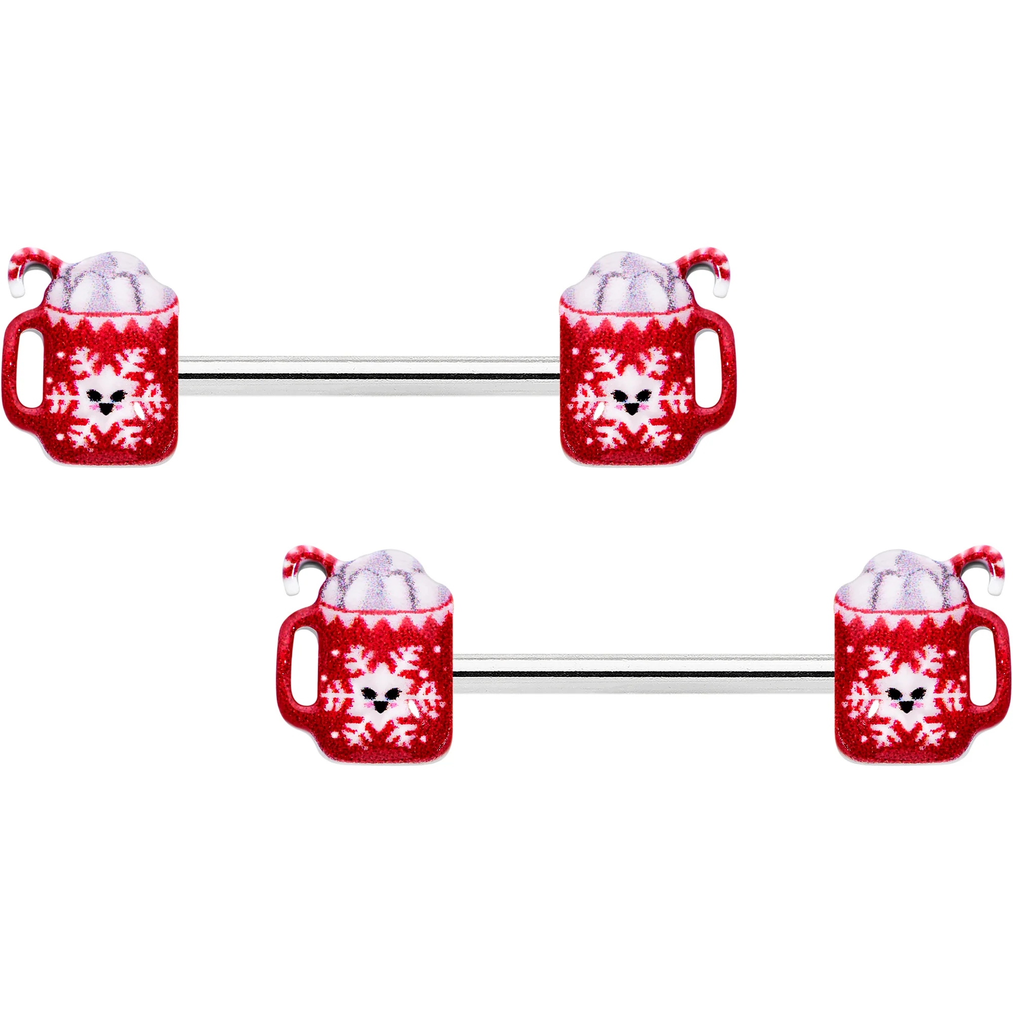 14G 9/16 Sweet Hot Cocoa Holiday Barbell Holiday Nipple Ring Set
