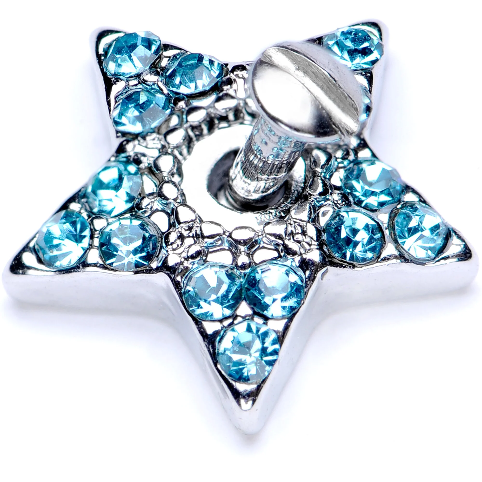 14G Aqua Gem 10mm Five Point Star Dermal Top - Image 3