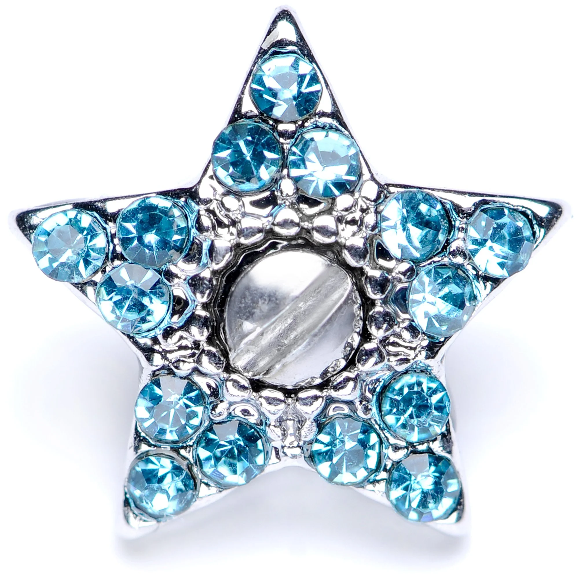 14G Aqua Gem 10mm Five Point Star Dermal Top - Image 4