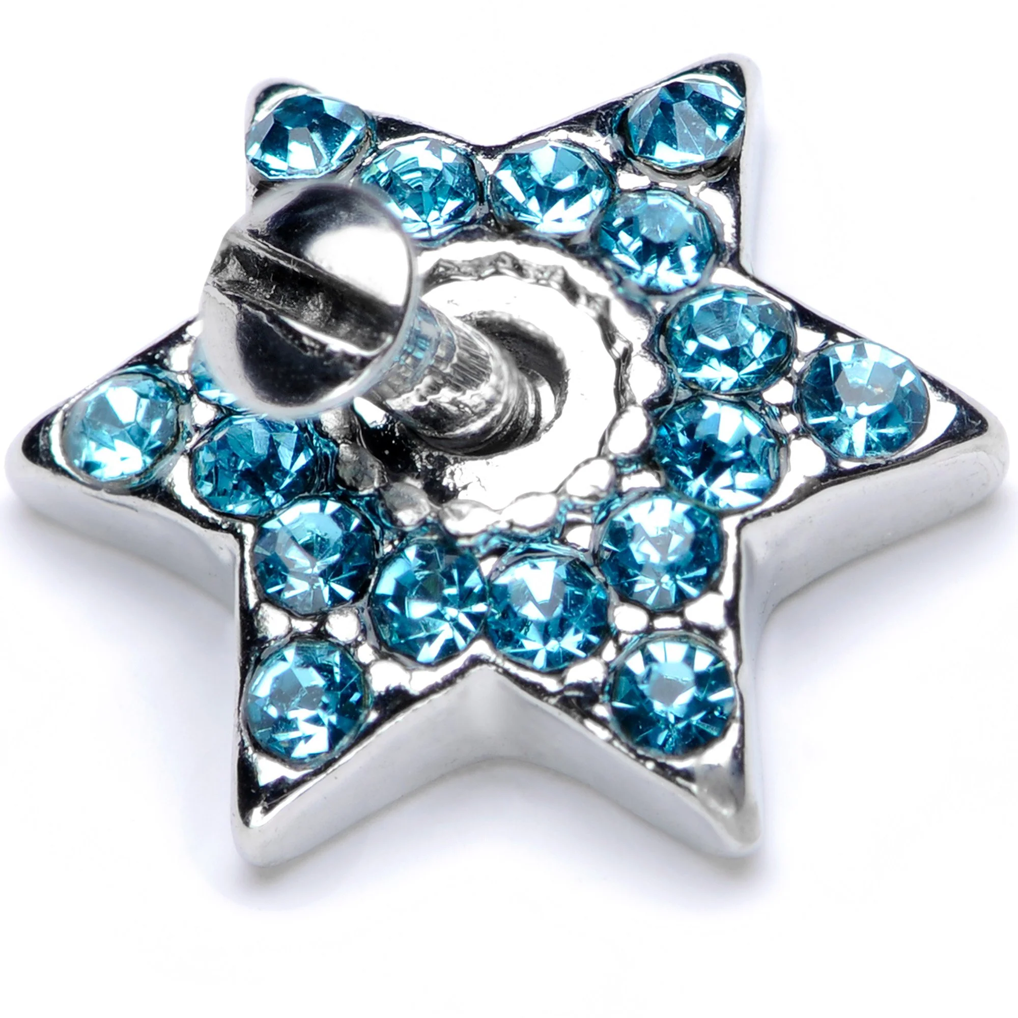 14G Aqua Gem 10mm Six Point Star Dermal Top - Image 3