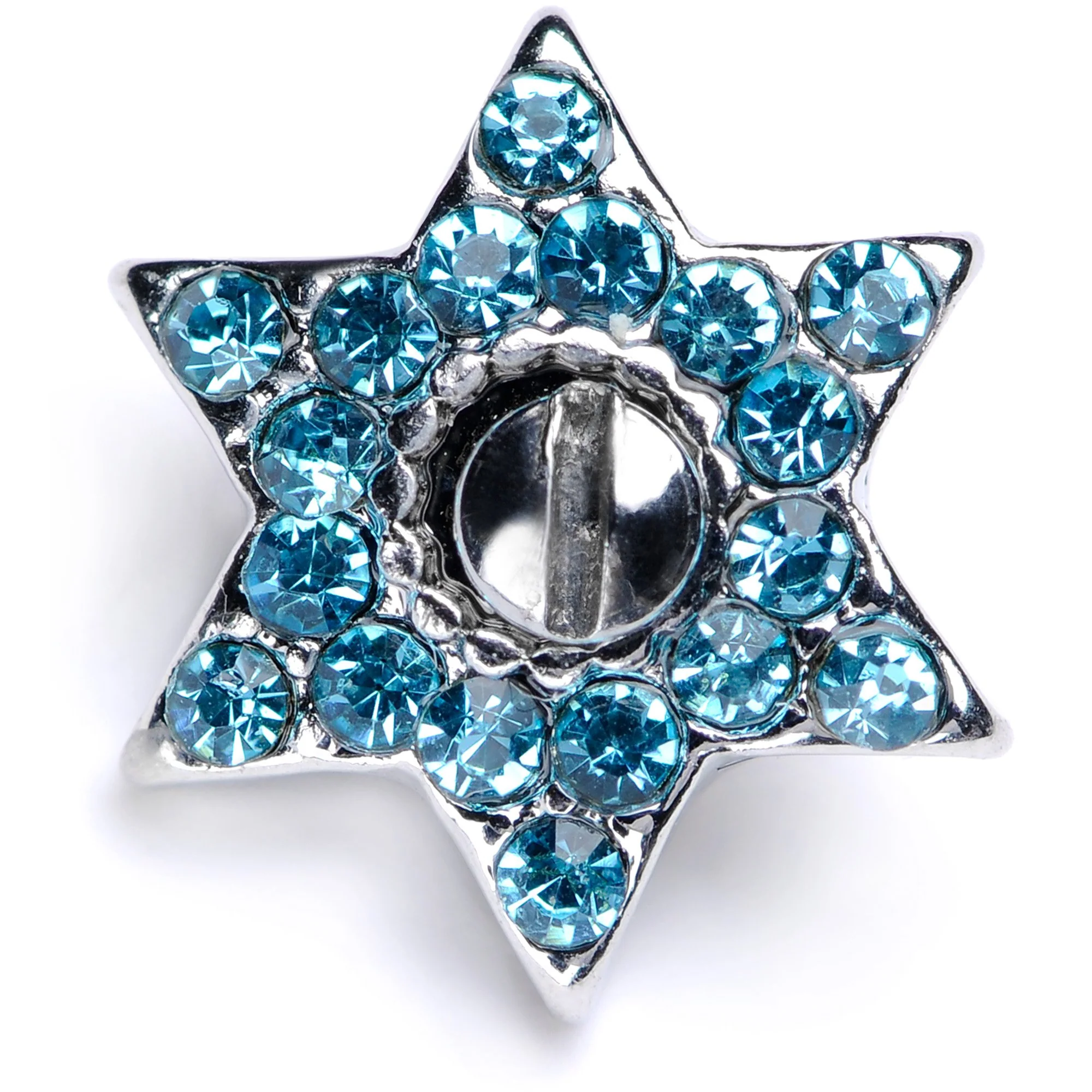 14G Aqua Gem 10mm Six Point Star Dermal Top - Image 4