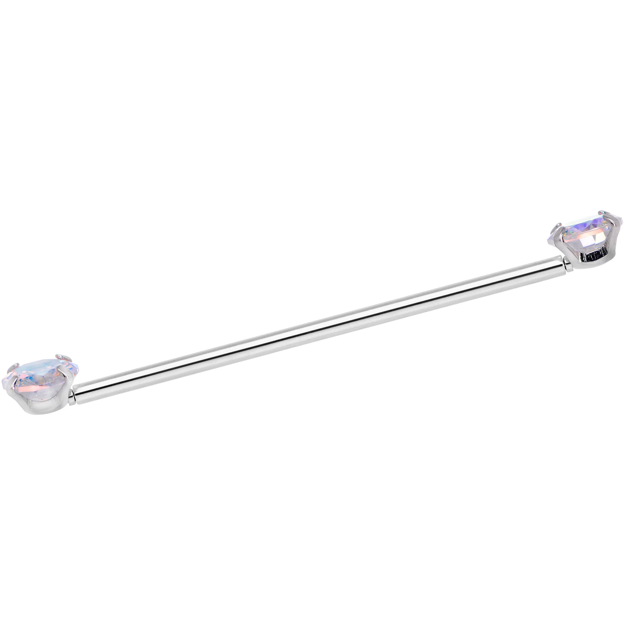 14G Aurora CZ Gem Threadless Industrial Barbell 38mm - Image 5