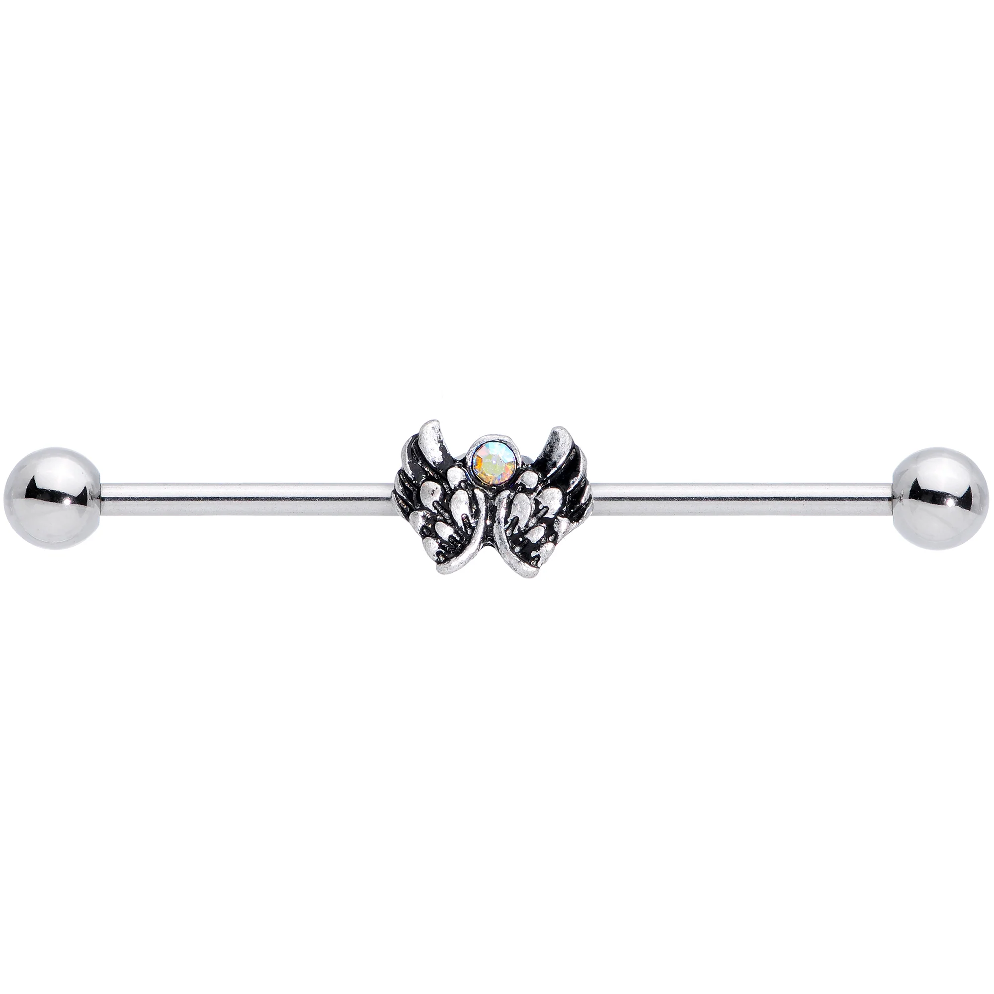 14G Aurora Gem Angel Wings Christmas Industrial Barbell 38mm - Image 2