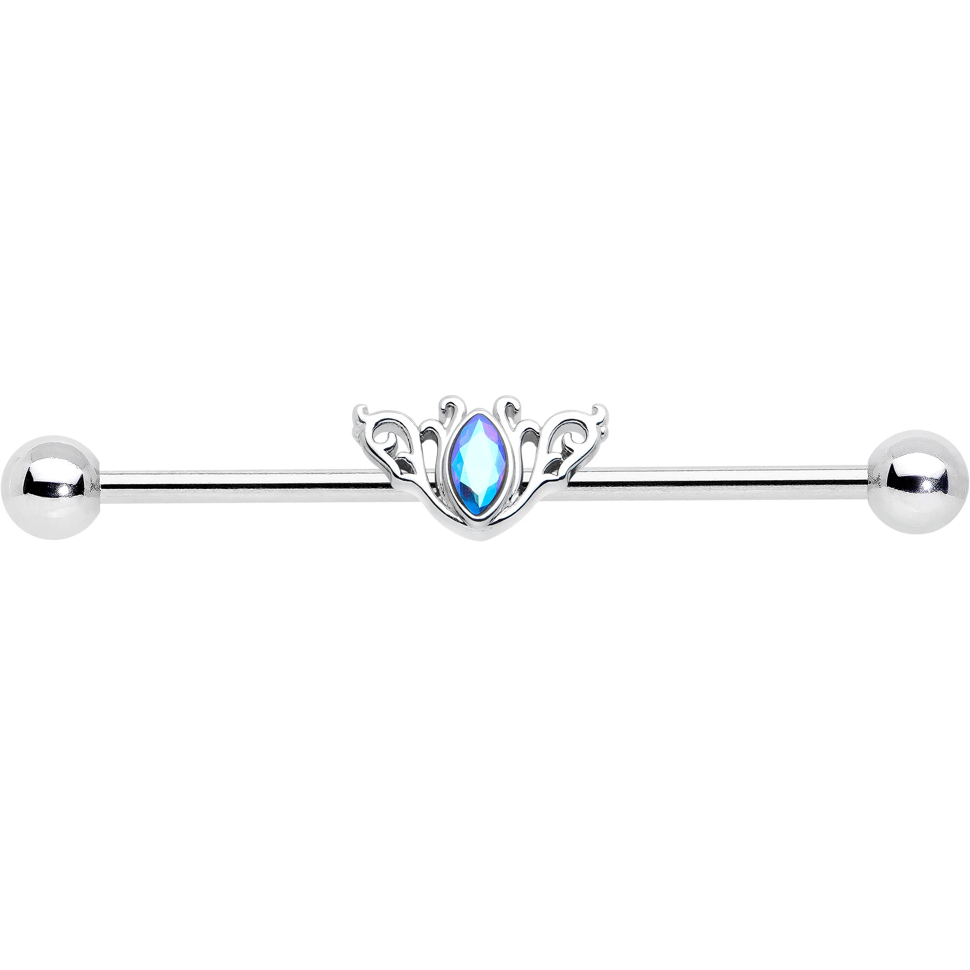 14G Aurora Gem Art Deco Style Waves Industrial Barbell 38mm - Image 2