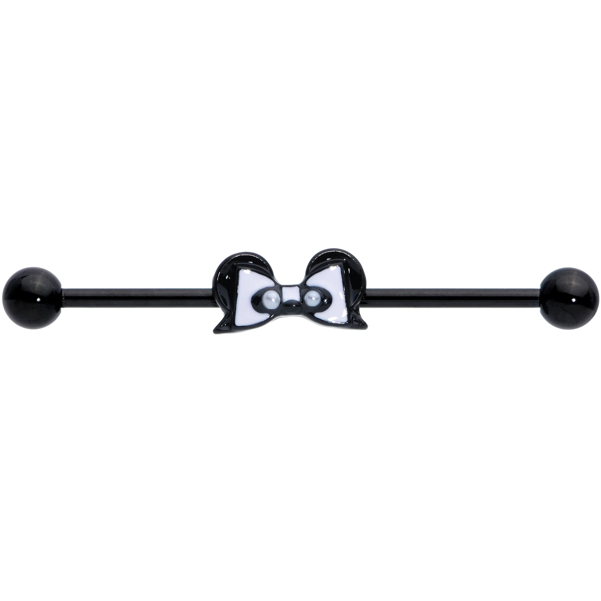 14G Black Bow Panda Bear Industrial Barbell 38mm - Image 2