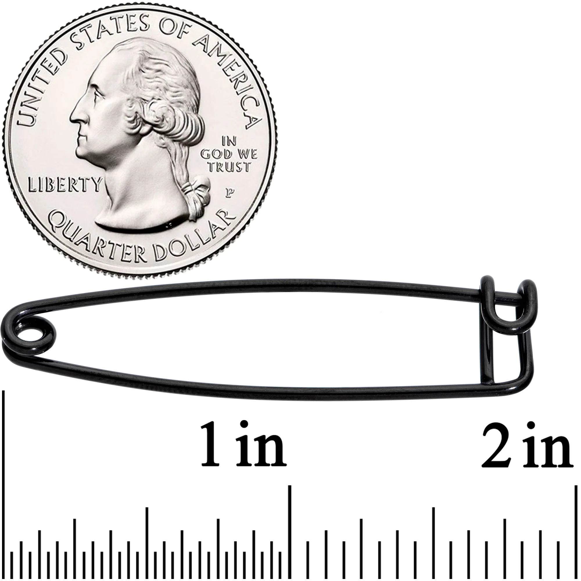16G Black Punk Rock Safety Pin Industrial Barbell 38mm - Image 3
