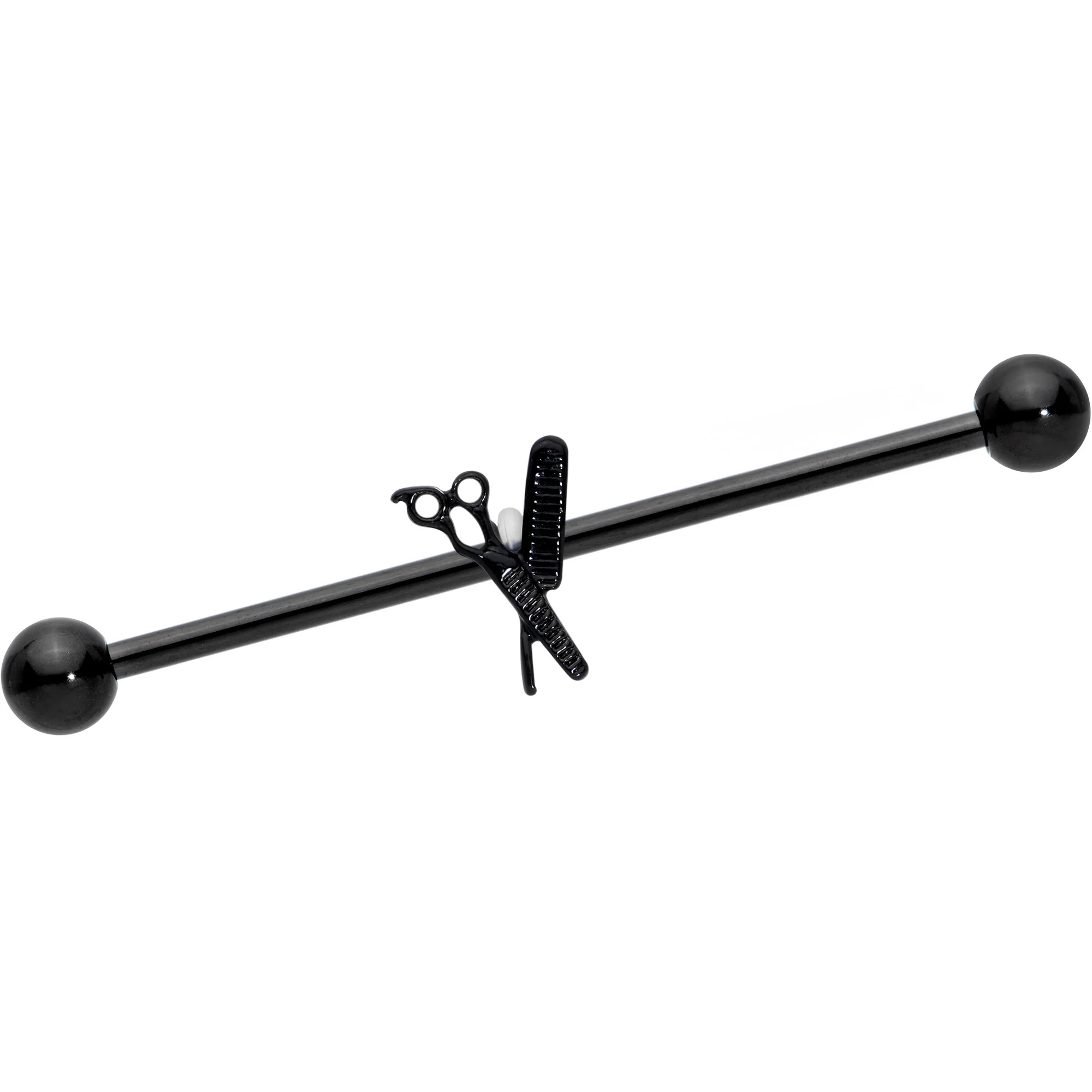 14G Black Scissors Comb Industrial Barbell 38mm