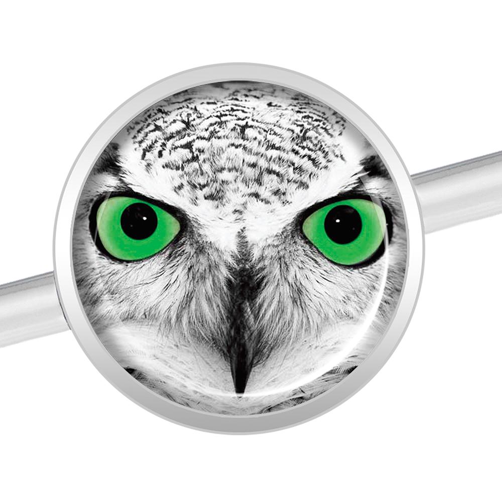 14G Black White Owl Industrial Barbell 37mm - Image 3