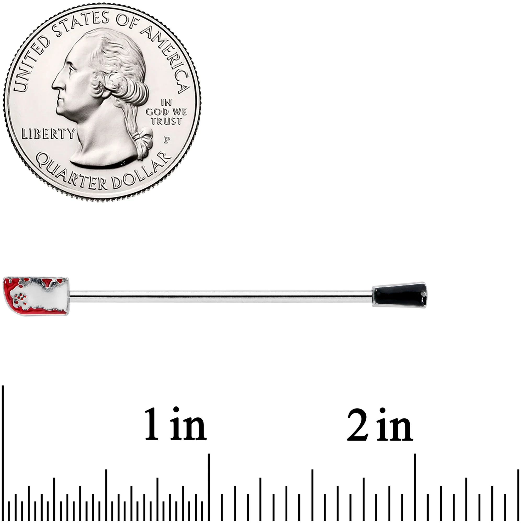 14G Bloody Axe Halloween Industrial Barbell 38mm - Image 2