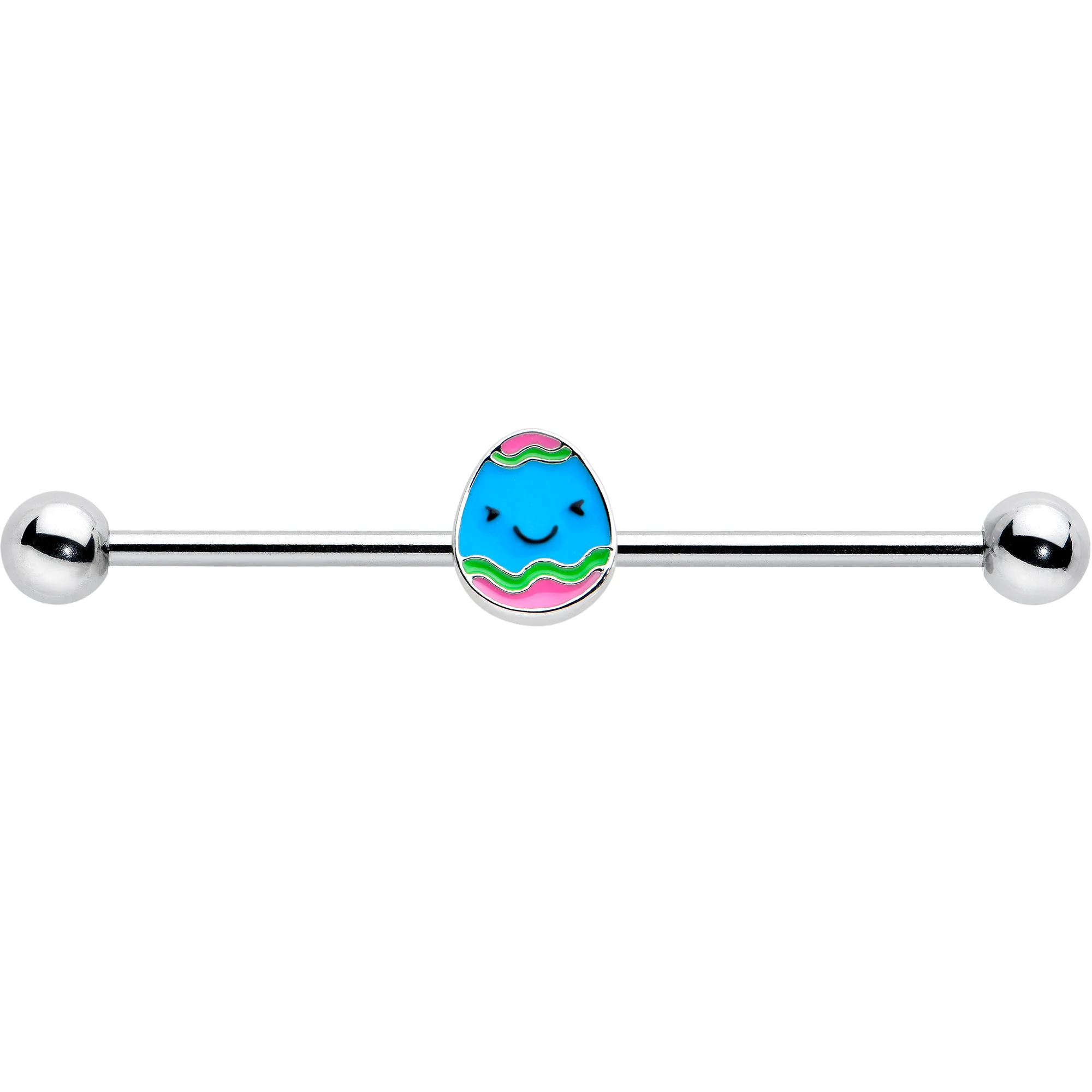 14G Blue Celebration Easter Egg Industrial Barbell 38mm - Image 2
