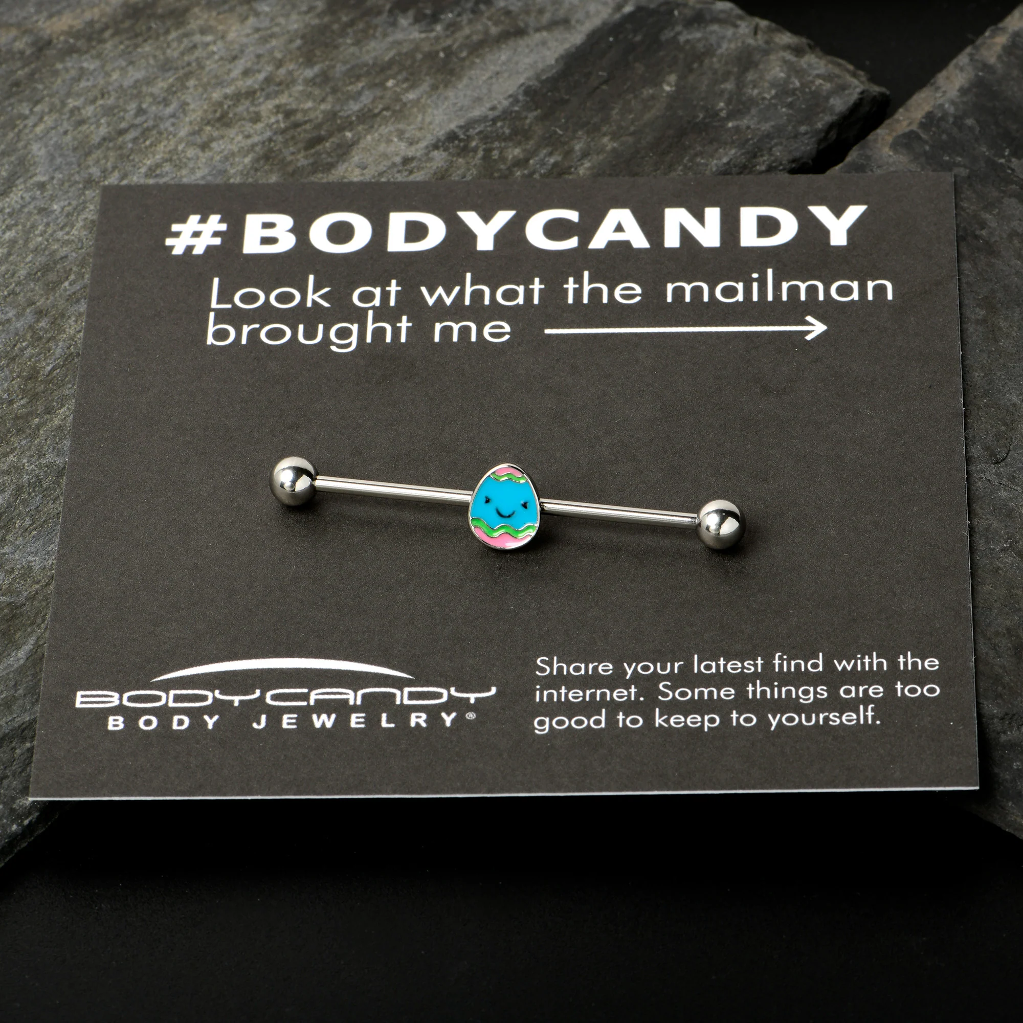 14G Blue Celebration Easter Egg Industrial Barbell 38mm - Image 7