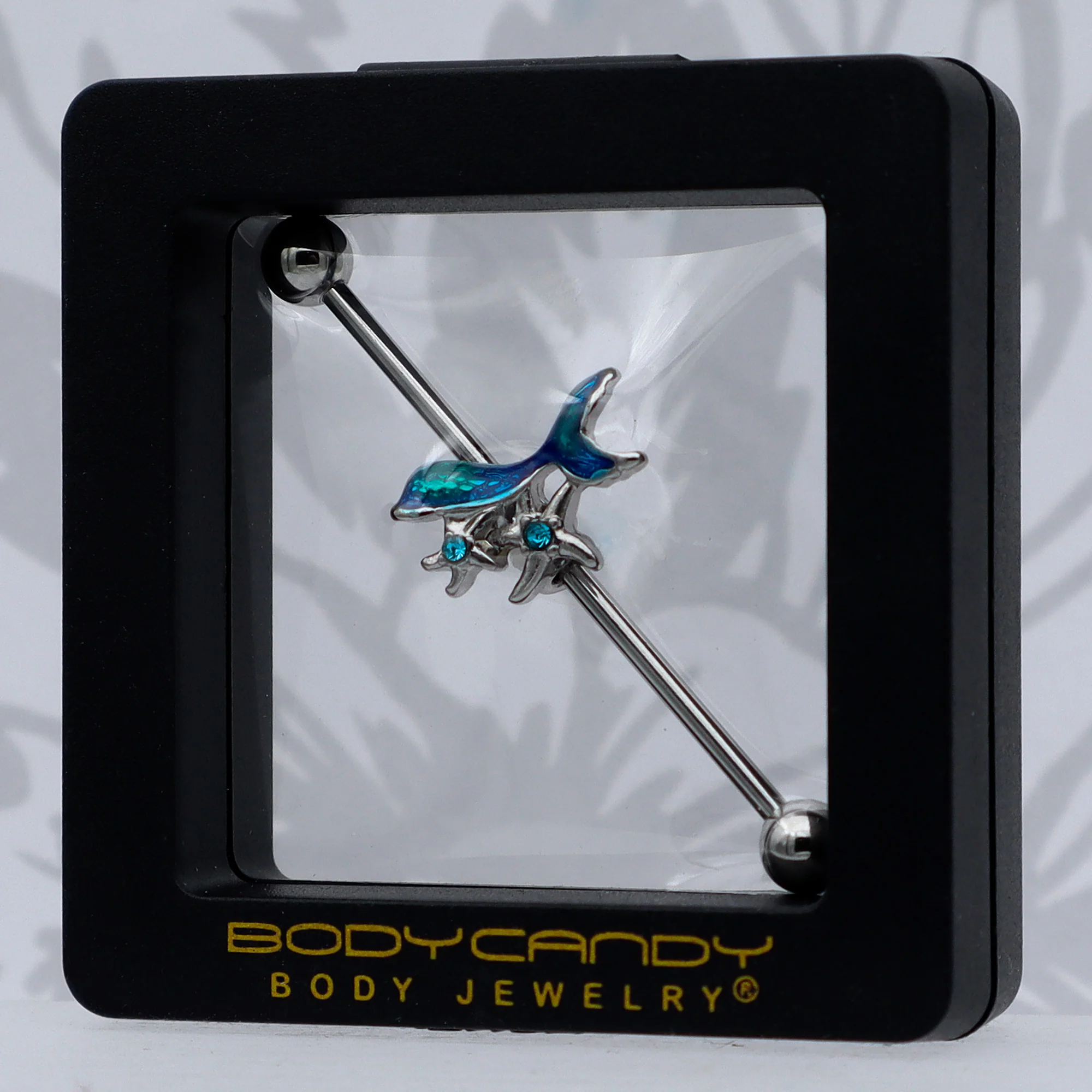 14G Blue Gem Blue Mermaid Tail Star Industrial Barbell 38mm - Image 8