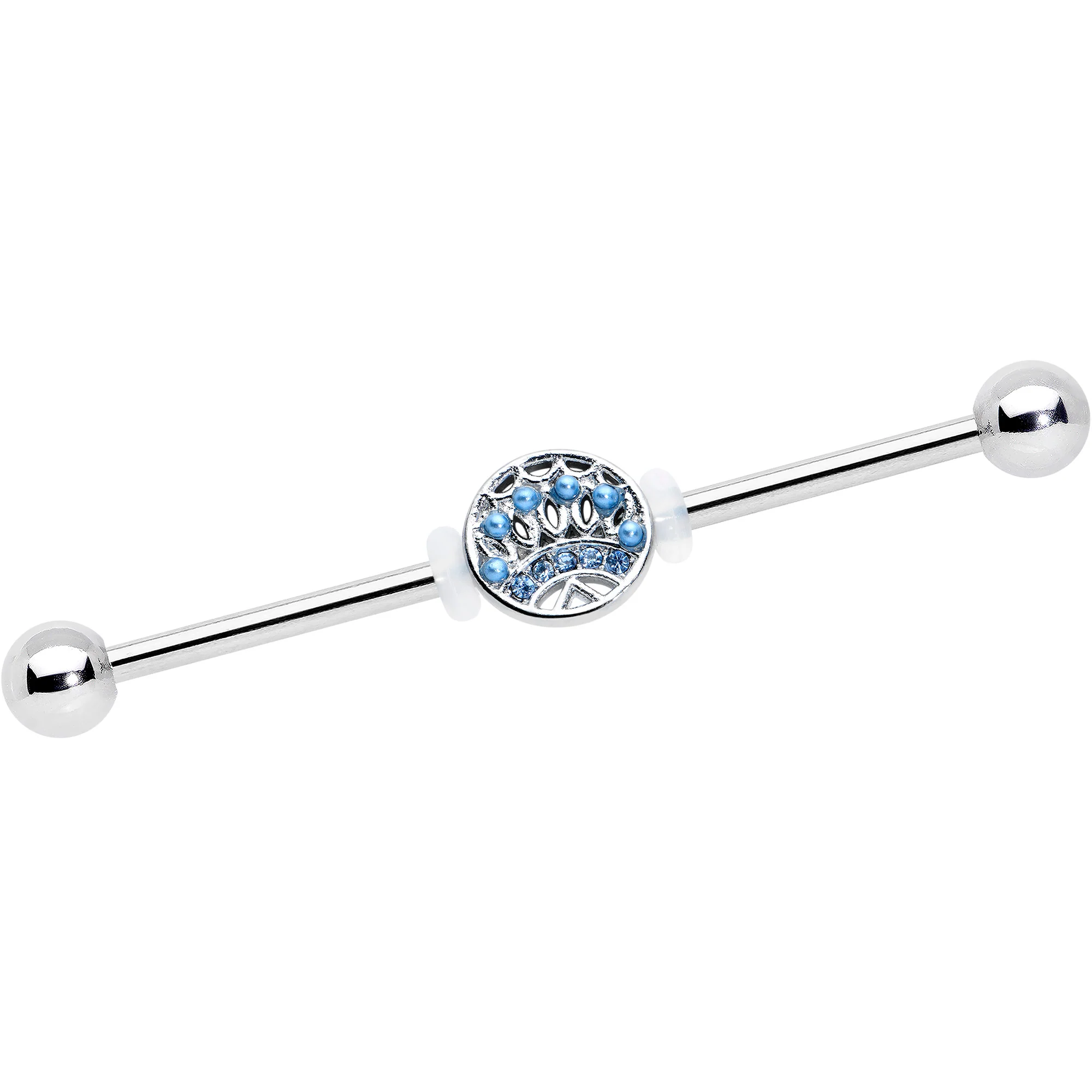14G Blue Gem Geometric Blues Industrial Barbell 38mm
